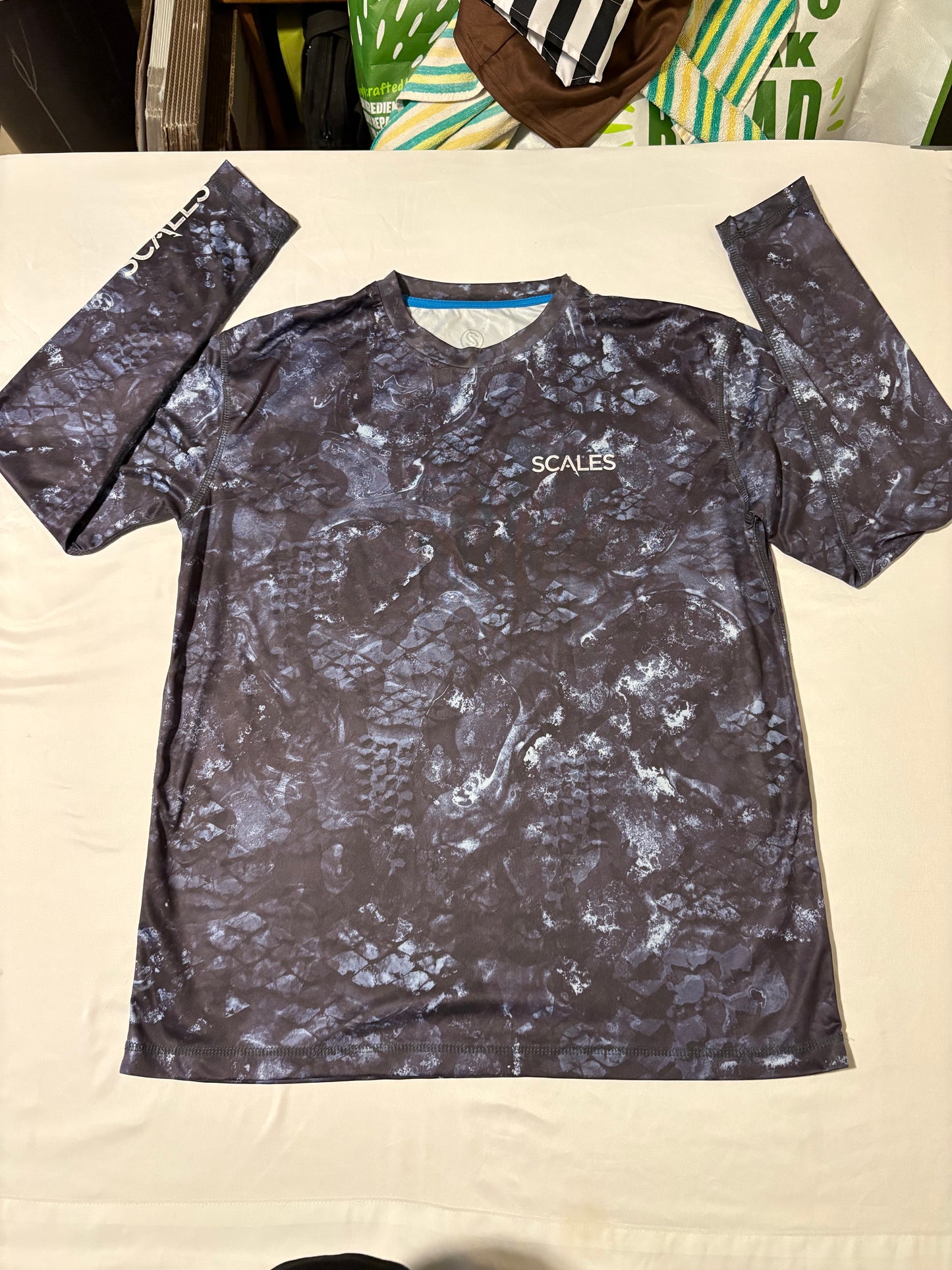 Scales Gear Men’s Long Sleeve Fishing Shirt Blue Camo Performance UPF Sun Protection XL