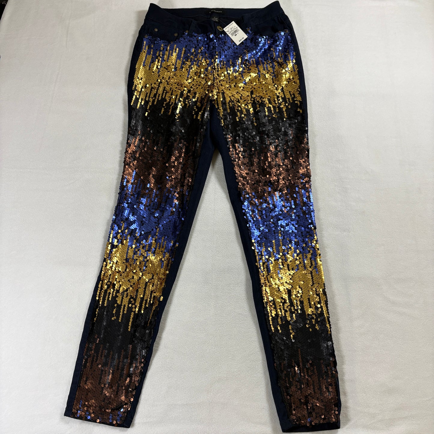 Sequin Skinny Jeans Ombre Party Clubwear Ashley Stewart 12 Fits Like 33X33 NWT
