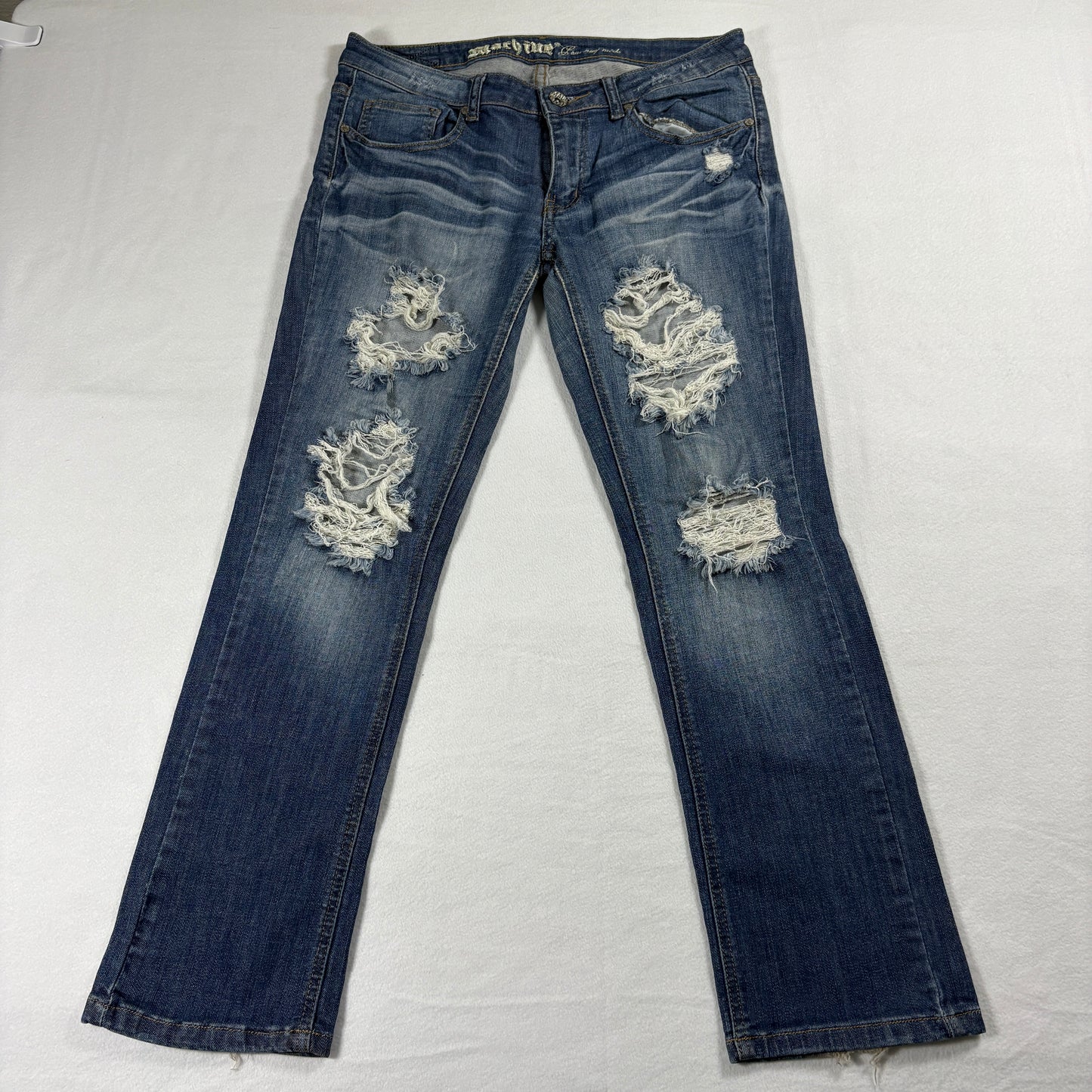 Rock Revival Jeans Womens 11 Distressed Skinny Stretch Denim Y2K Streetwear Wash