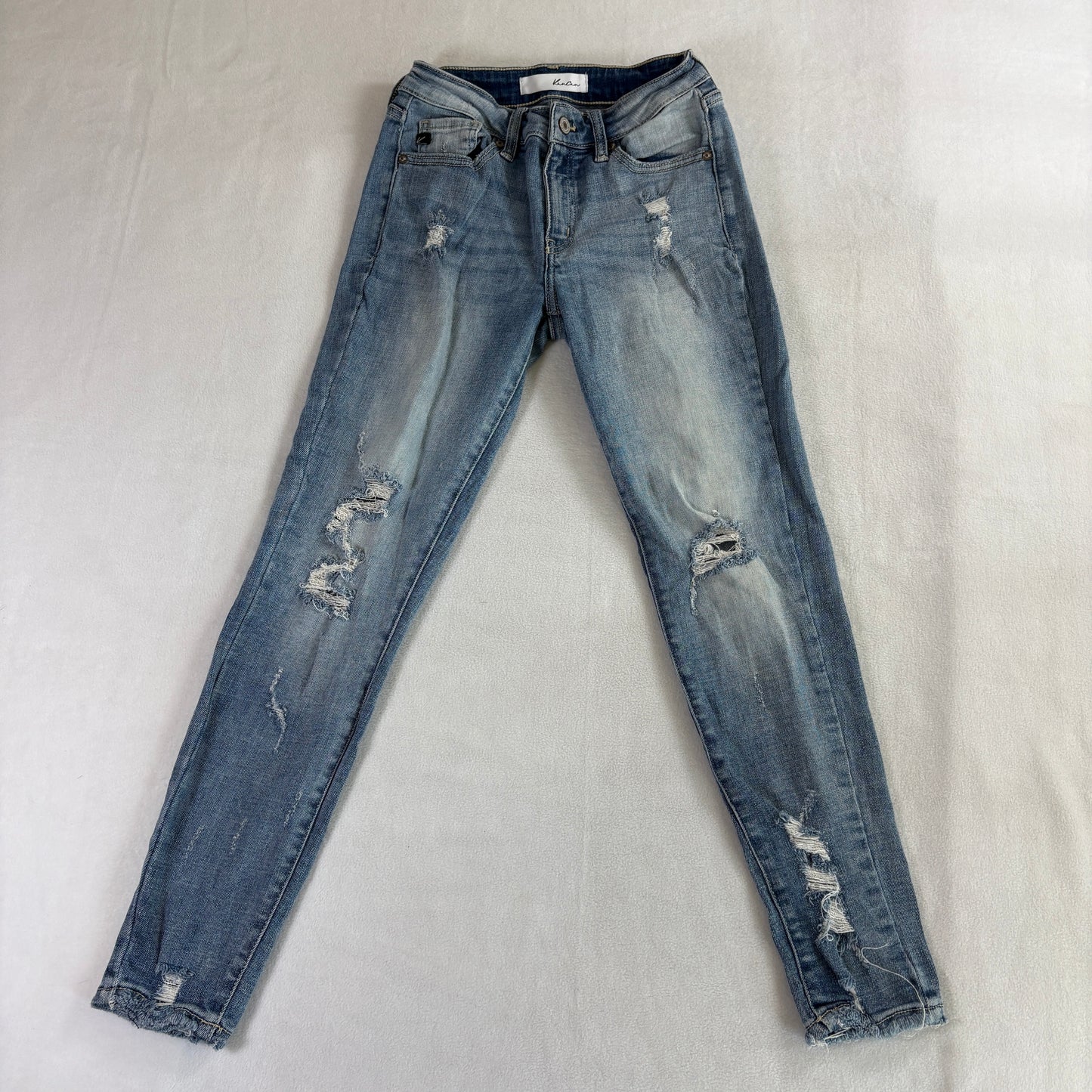 KanCan Distressed Skinny Jeans 25 Light Wash Stretch Denim Womens 3/25