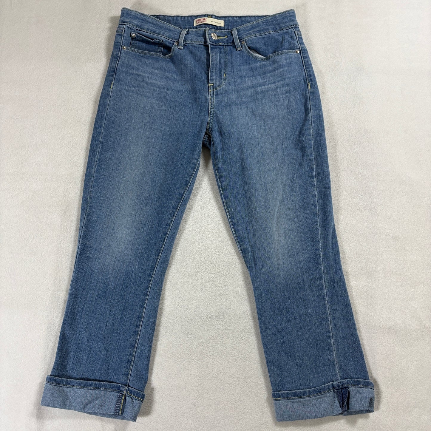 Mid Rise Capri Jeans Womens Levi Strauss Tag 6 Fit Like 30X22 Blue Stretch Denim