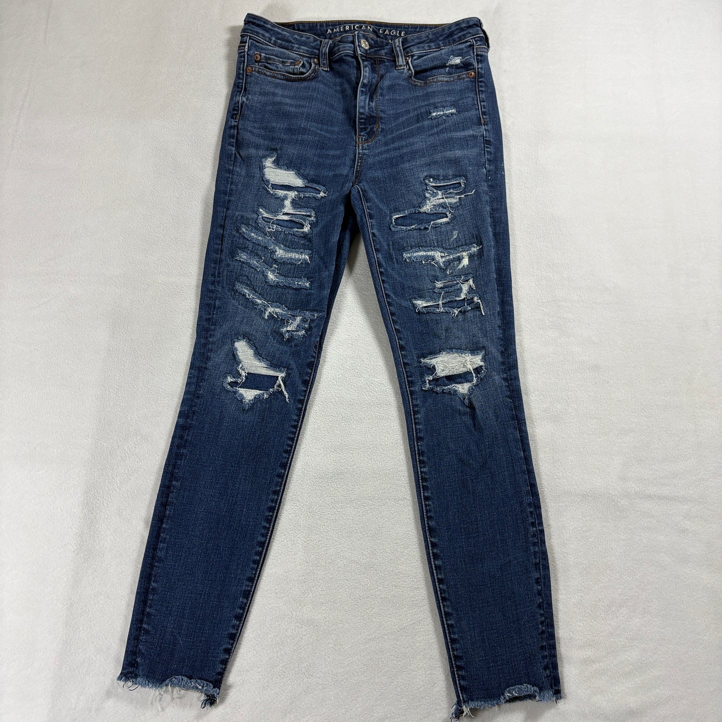 Distressed Skinny Jeans American Eagle Super High Rise Tag 8 Fits Like 28X27