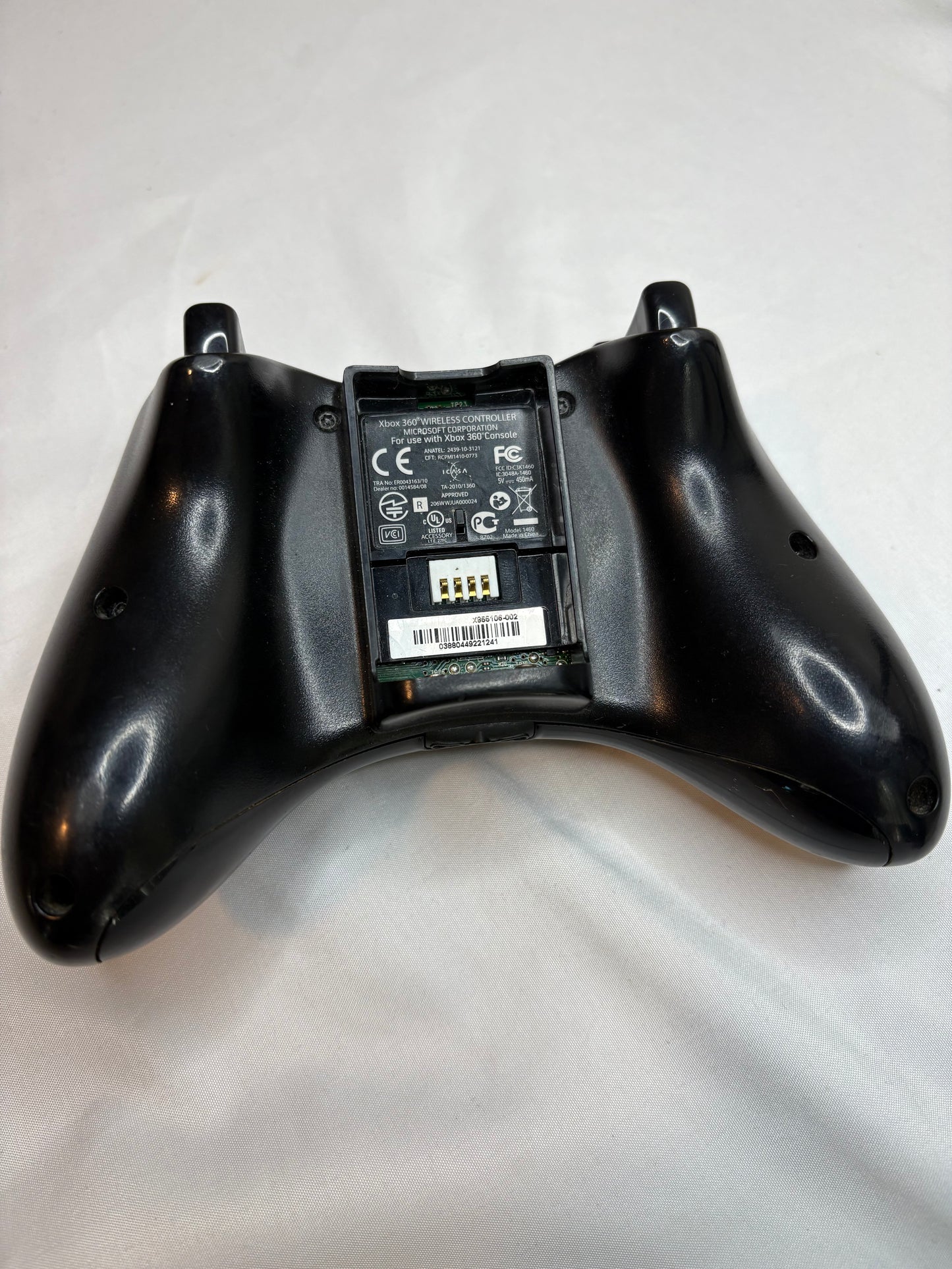 Microsoft Xbox 360 Wireless Controller Black Tested Works - No Battery Cover