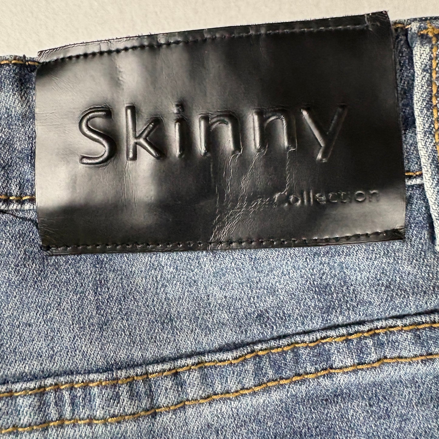 Mens Skinny Fit Jeans 34 Blue Denim Y2K Slim Stretch Distressed Wash Vintage
