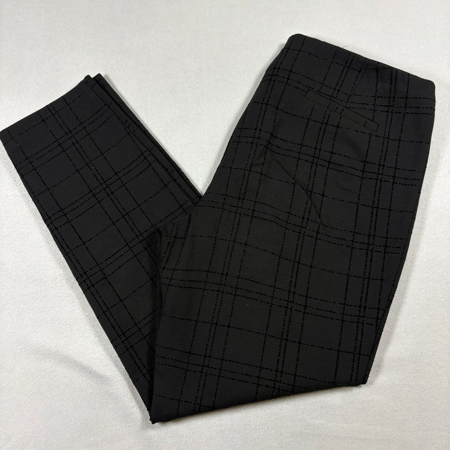 Alfani Womens Black Plaid Stretch Slim Fit Dress Pants Size 14 Classic Work