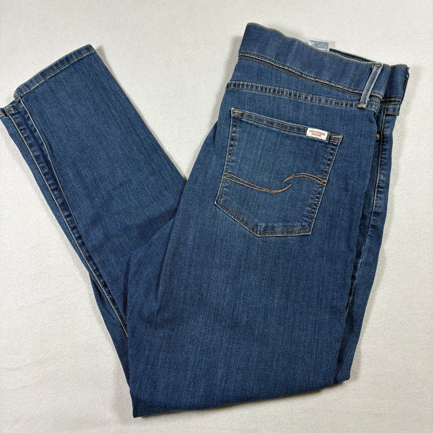 Levi Strauss Womens Blue Denim Shaping Pull On Skinny Jeans Size 16 W33 Stretch
