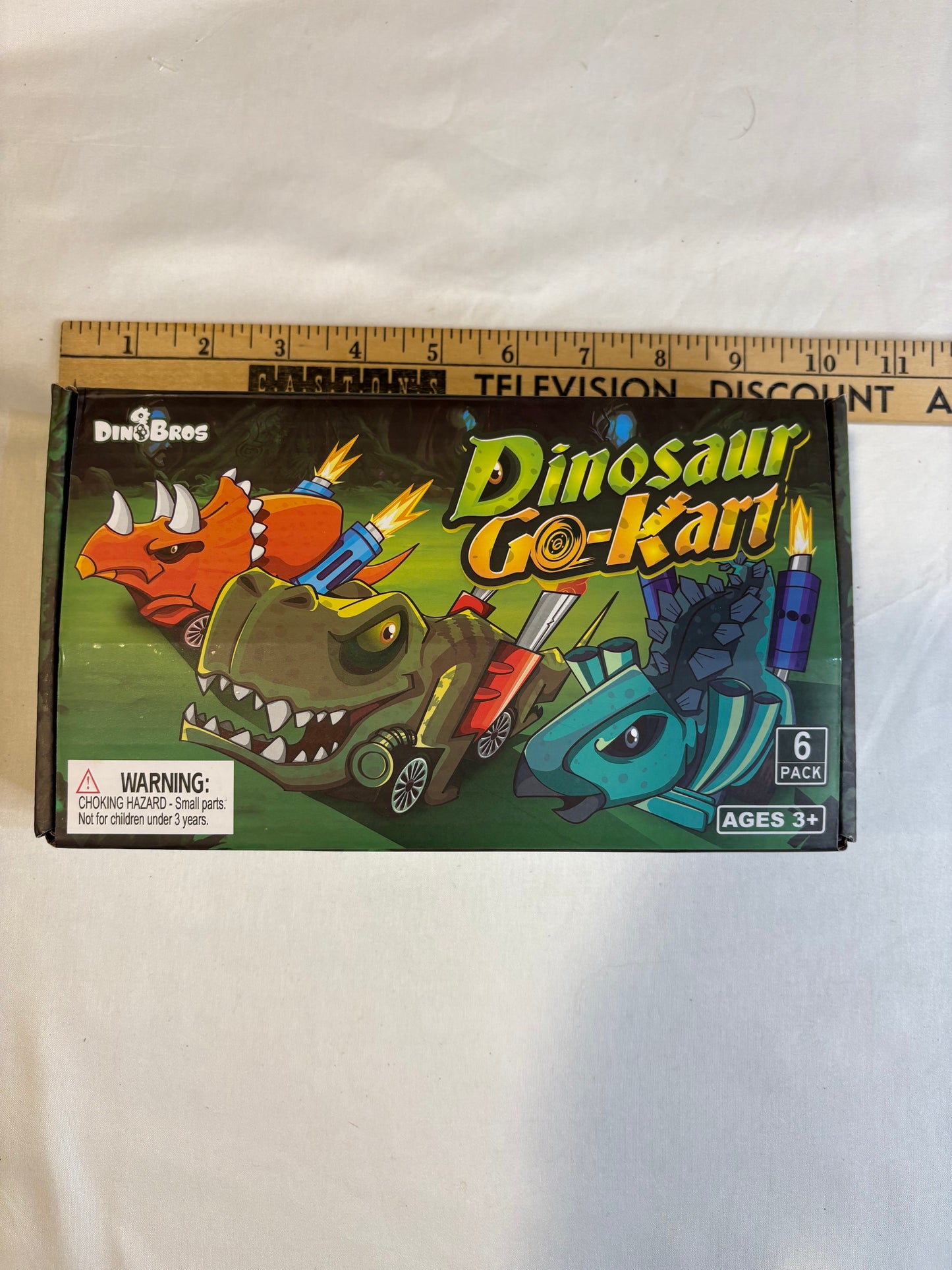 DinoBros Dinosaur Go-Kart 6-Pack Toy Cars for Kids Ages 3+ Racing Set