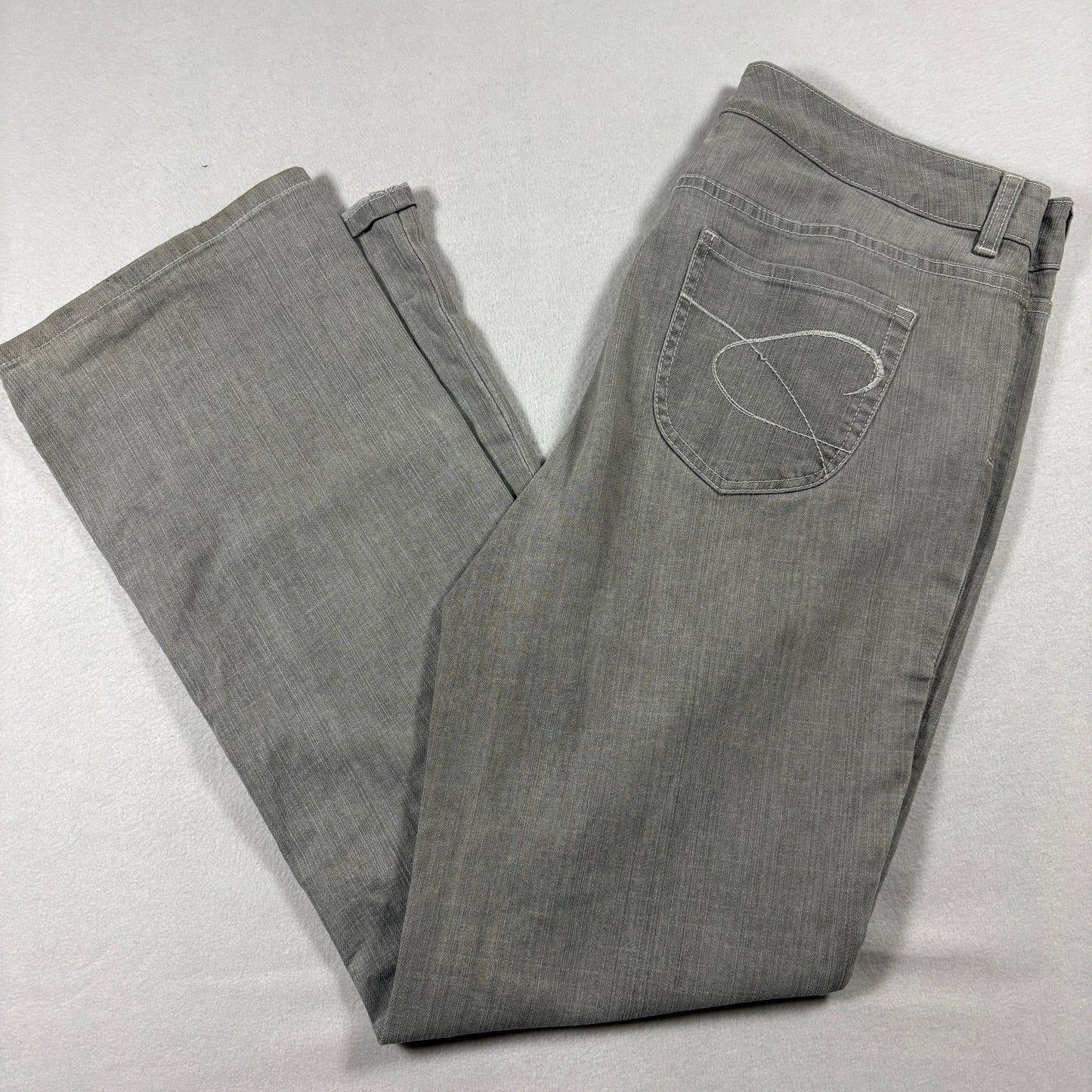 Chicos Platinum Womens Gray Denim Stretch Straight Jeans Size 2 Reg Classic