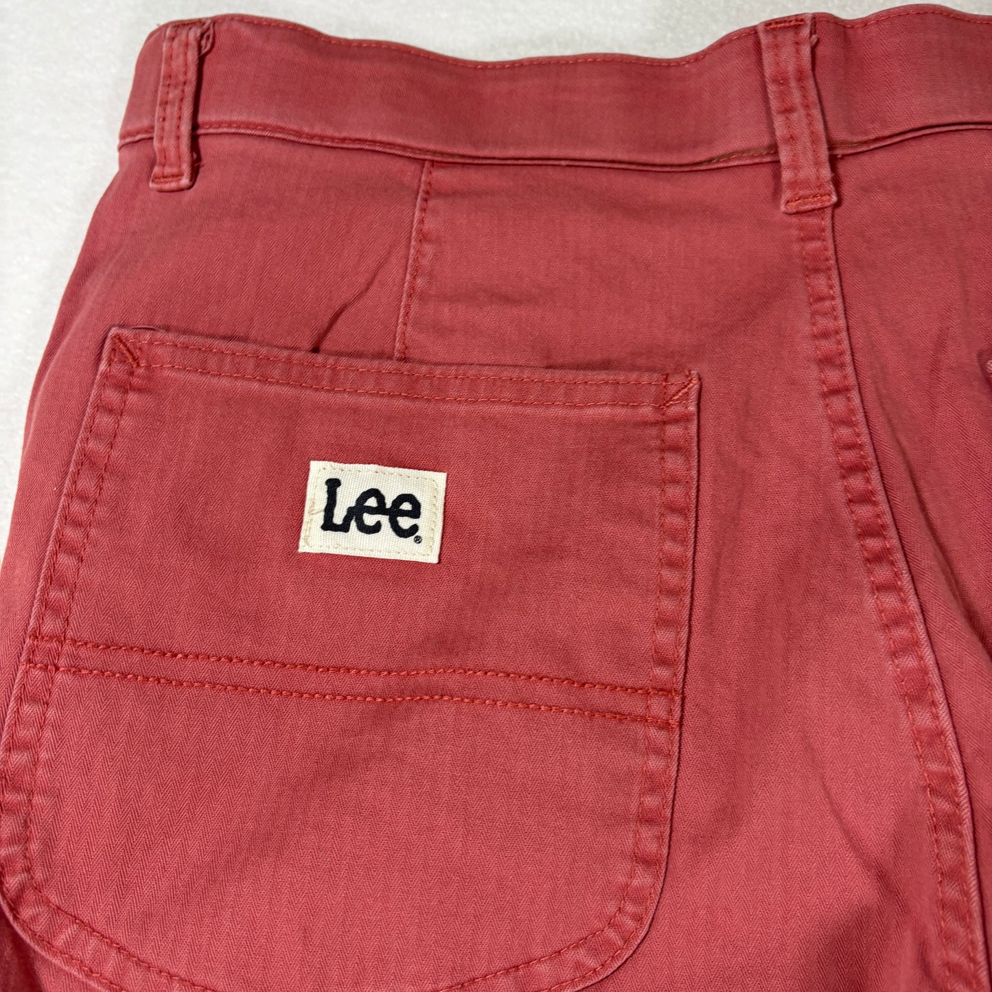 Lee Womens Pants Size 12 Red High Rise Straight Leg Workwear Utility Y2K