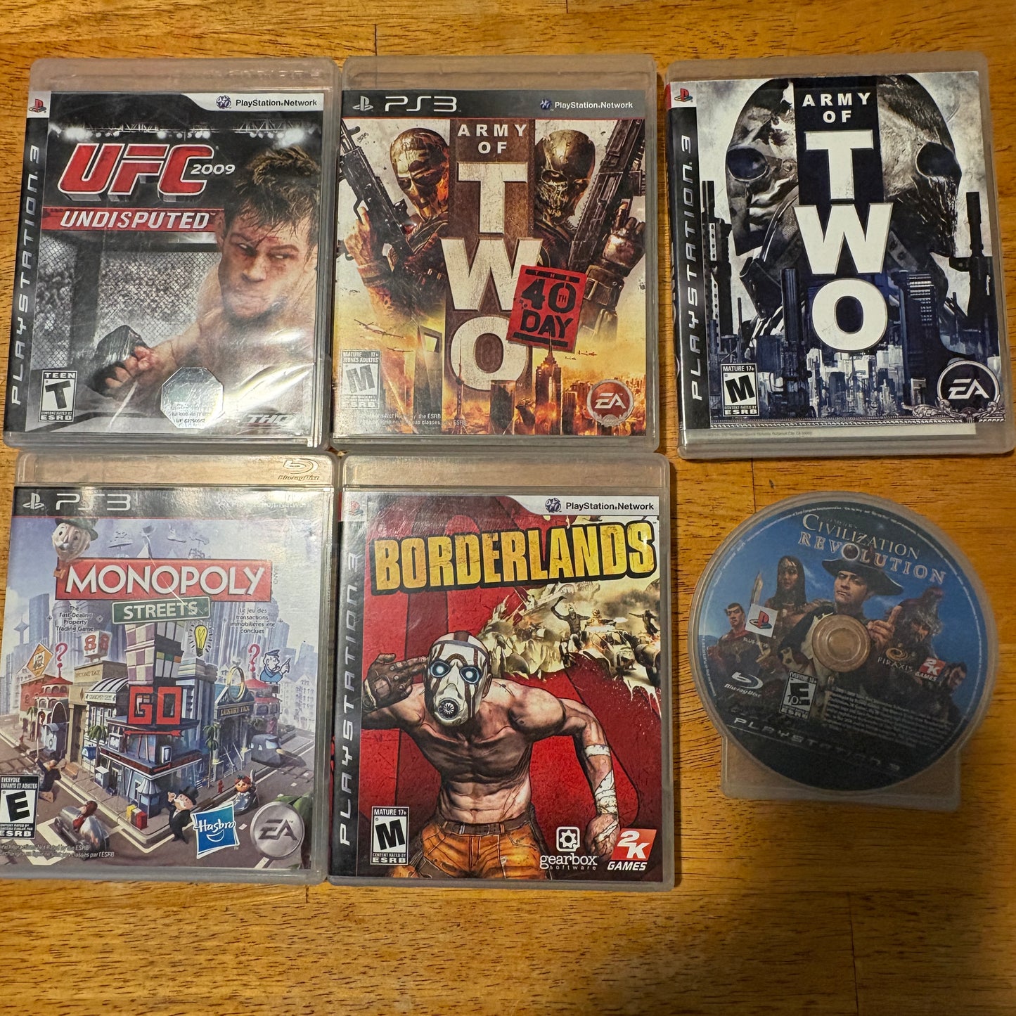 PS3 Video Game Lot Borderlands UFC Monopoly Army Of Two Civ Rev Tested Games