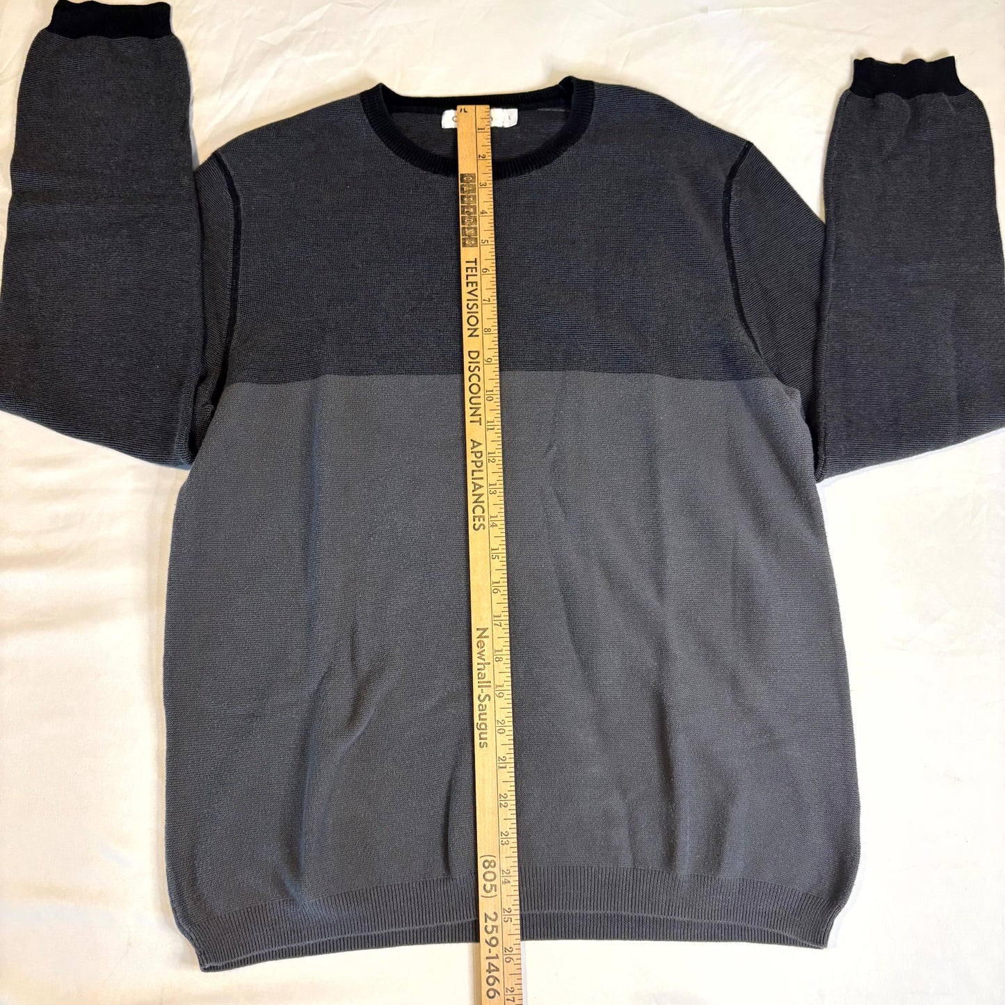 Calvin Klein Men’s Two-Tone Gray Crewneck Sweater L – Charcoal/Graphite Knit
