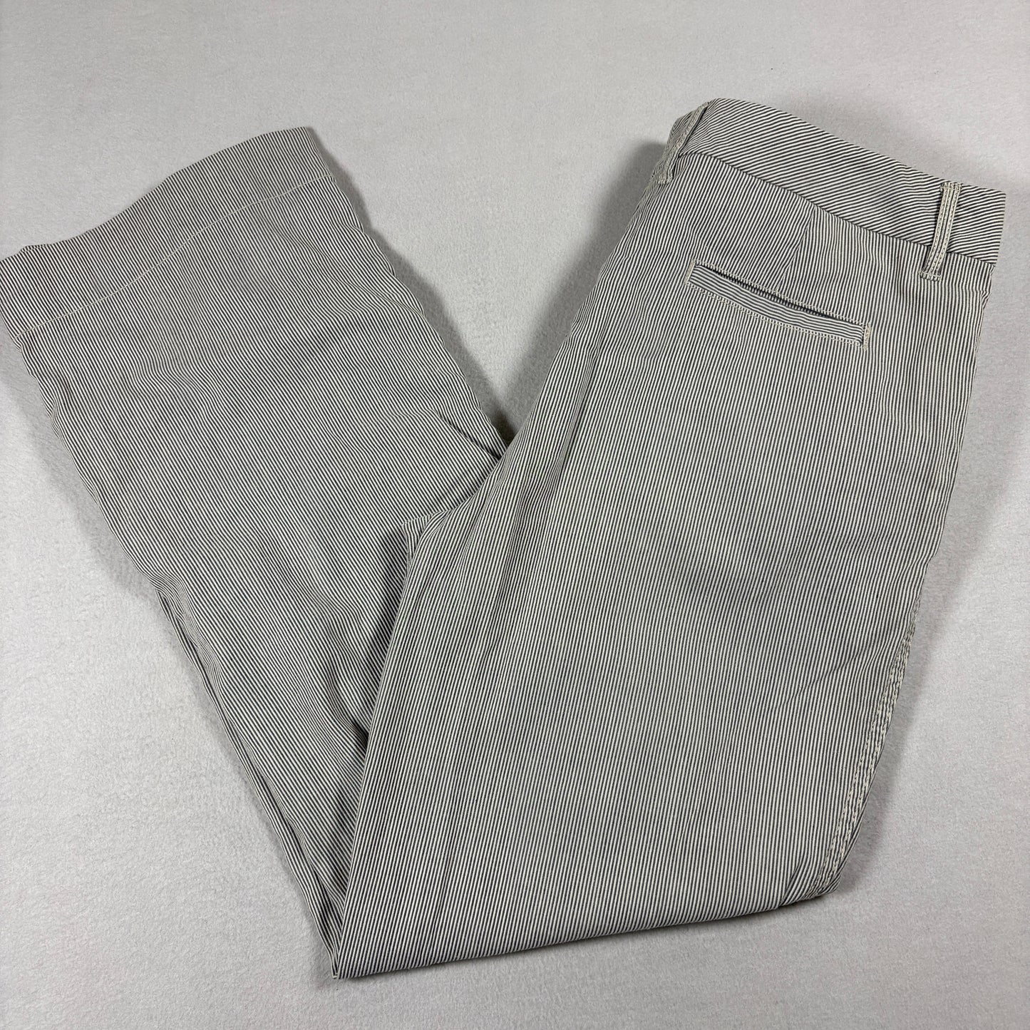 Faded Glory Womens Navy Stripe Stretch Straight Pants Size 14 Average Cotton