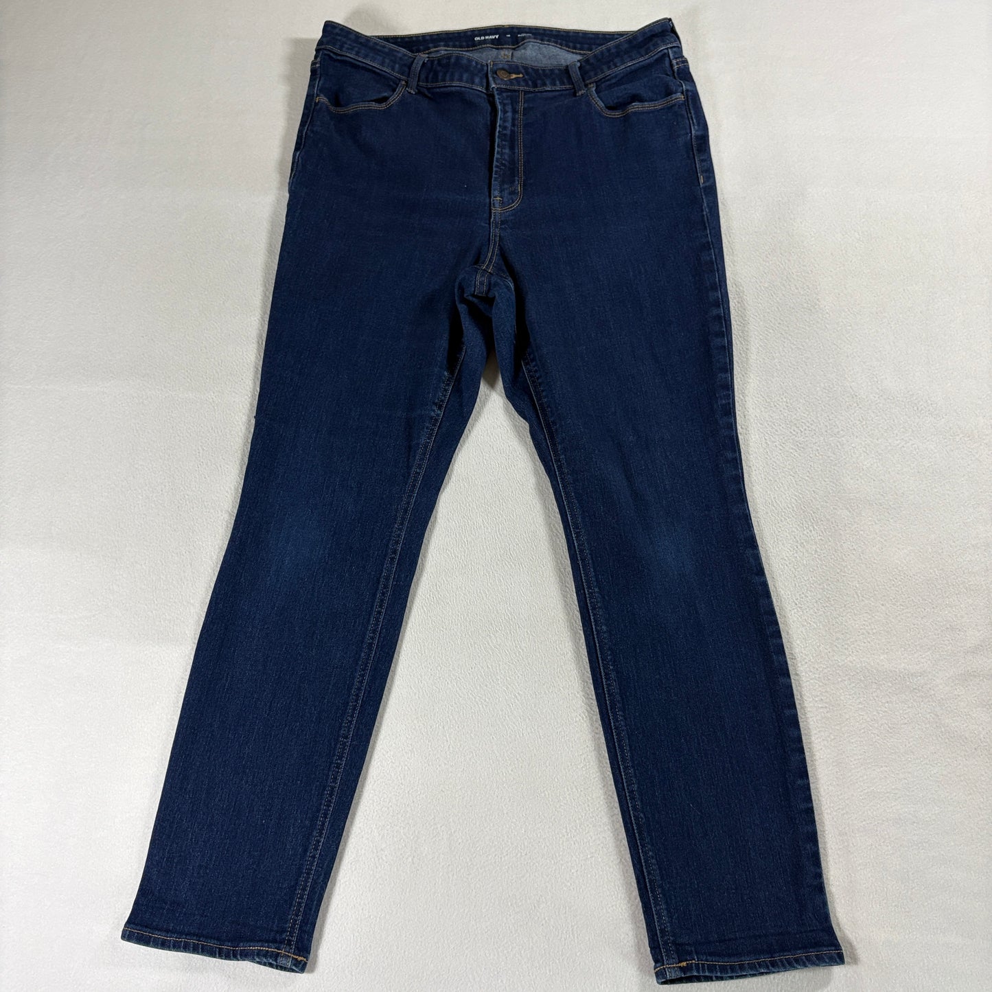 High Rise Straight Jeans Women Size 16 Fit Like 33X28 Blue Stretch Denim Classic