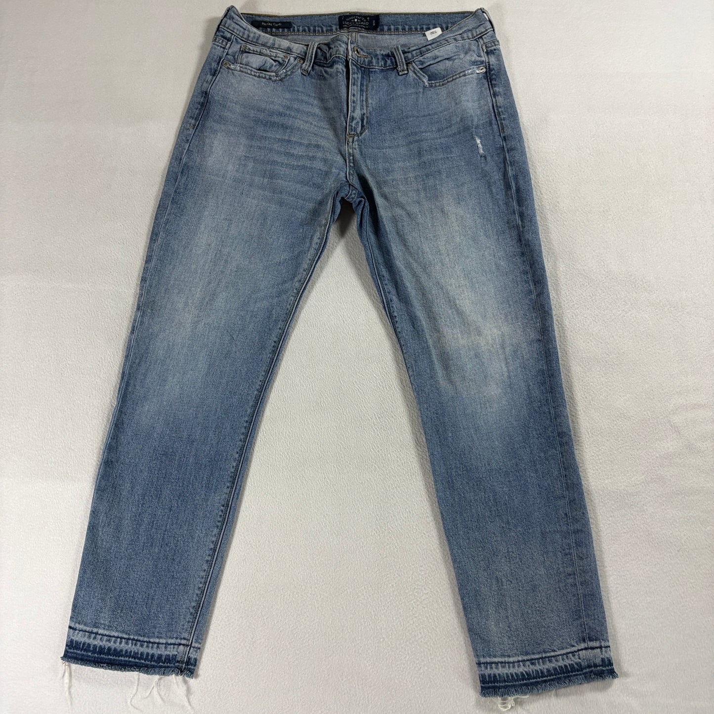 Slim Straight Distressed Jeans Lucky Brand Brooke Capri 12 Fits Like 32X26 Blue