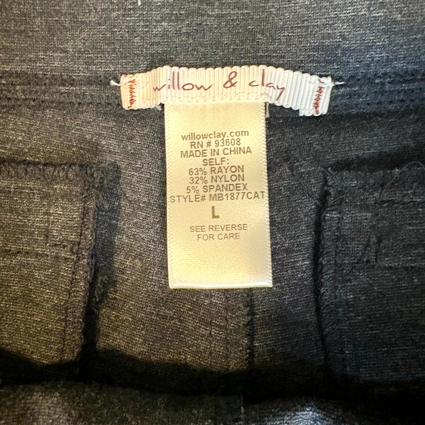 Willow & Clay Women’s Pants Size L Black Slim Fit Stretch Ankle Zip Pocket Leggings
