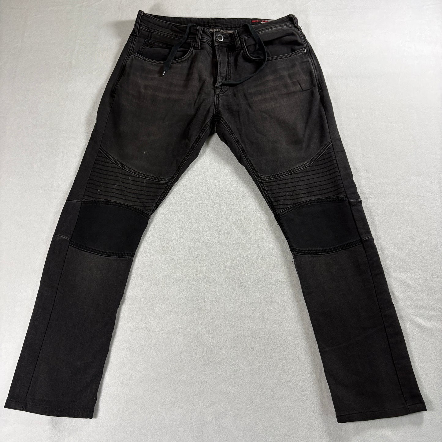 Buffalo David Bitton Black Biker Jeans Mens Slim Moto Stretch Denim 34x32