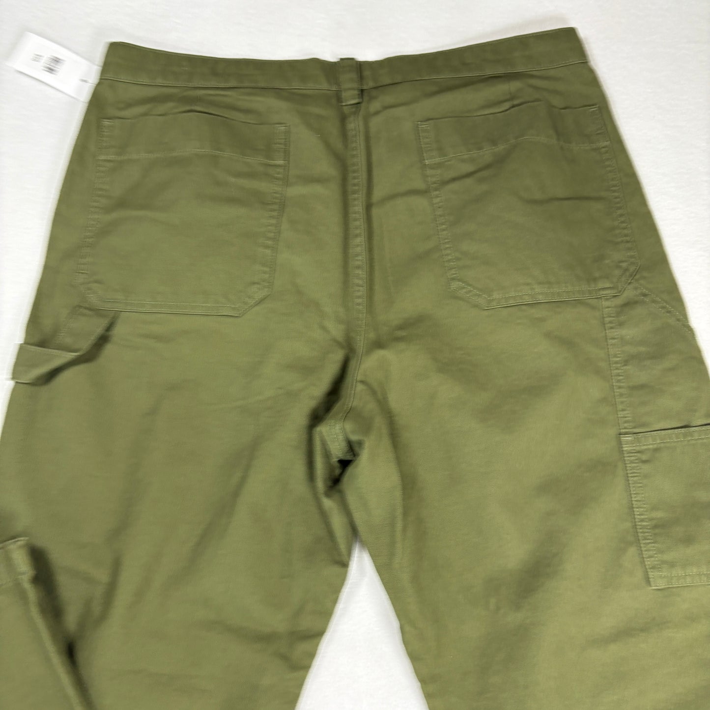 The OLU Brand Mens Pants Olive Green Carpenter Workwear Straight Leg Utility M