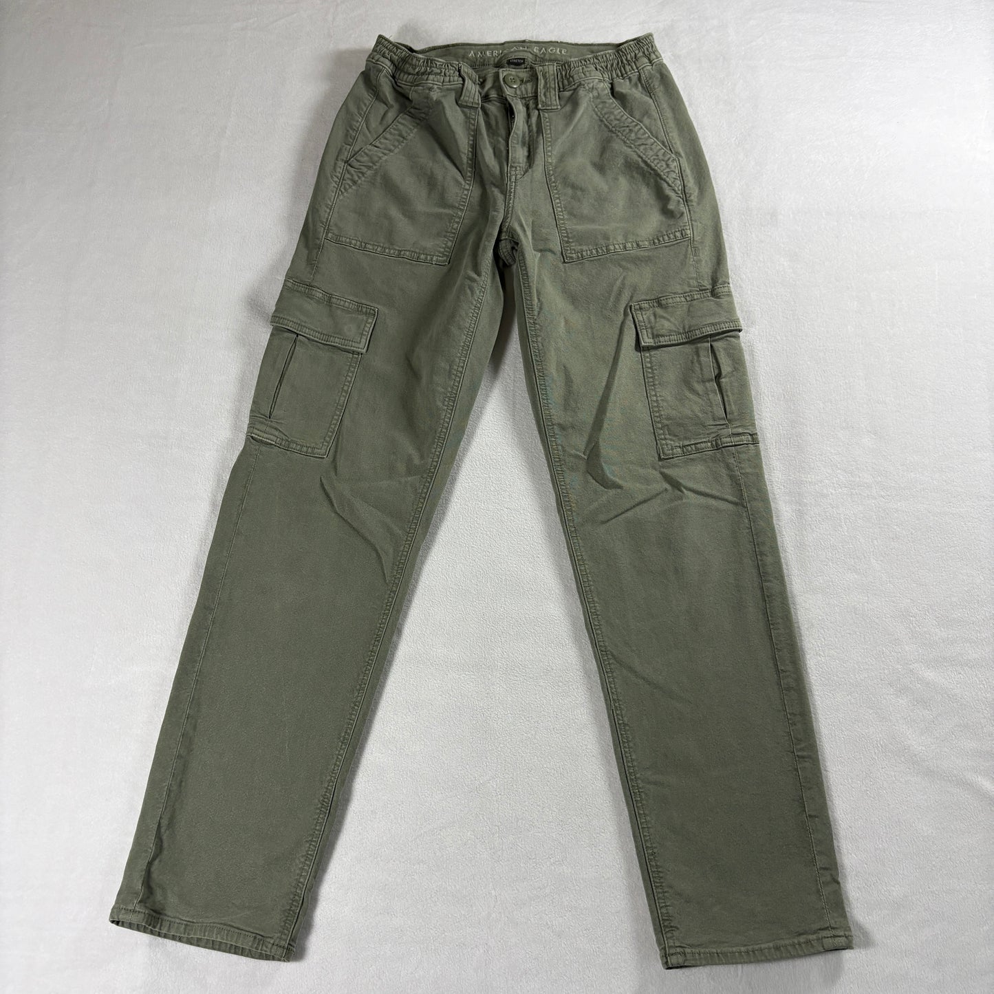 American Eagle Cargo Pants Womens 2 Olive Green Stretch Utility Pockets