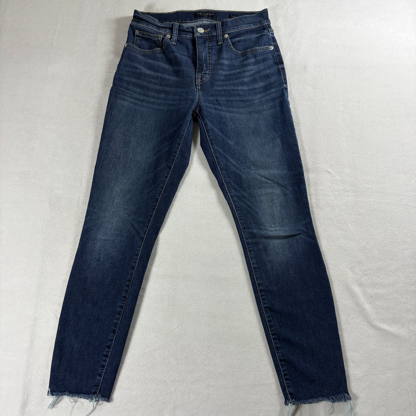 Lucky Brand Ava Mid Rise Skinny Ankle Jeans 27 Dark Wash Raw Hem Y2K