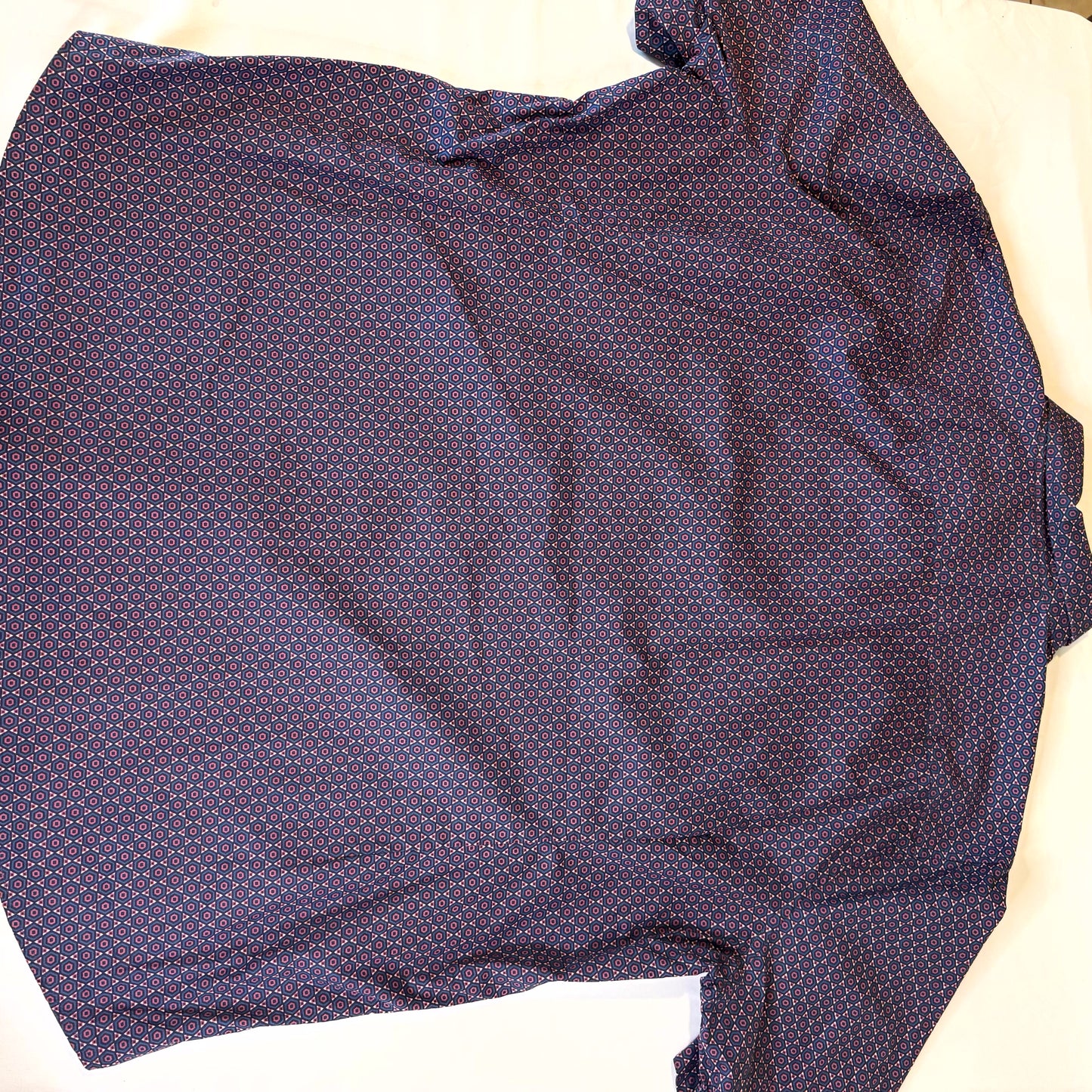 Johnny Bigg Men's Dress Shirt Geometric Pattern Blue Pink Long Sleeve Size 4XL