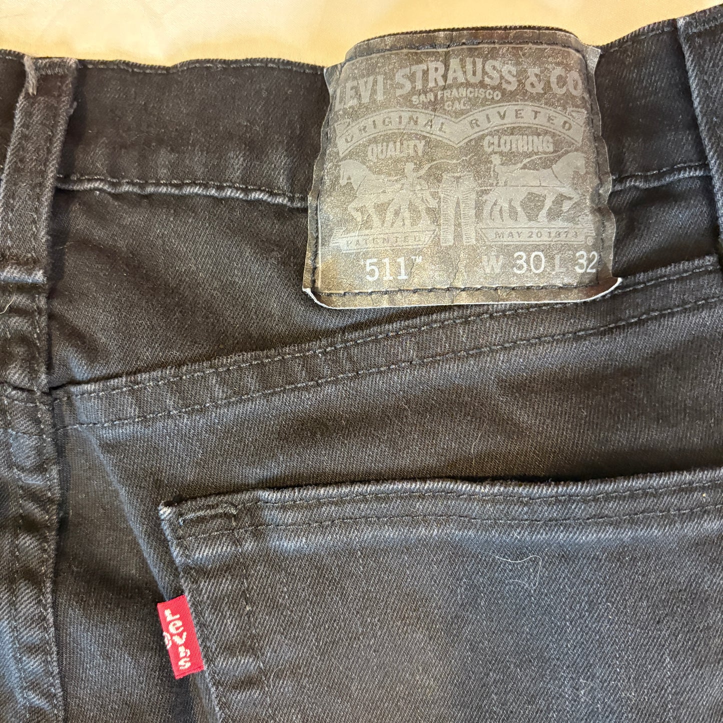 Levi's WaterLess Black Jeans Men W30 L32 Slim Straight Eco Friendly Denim