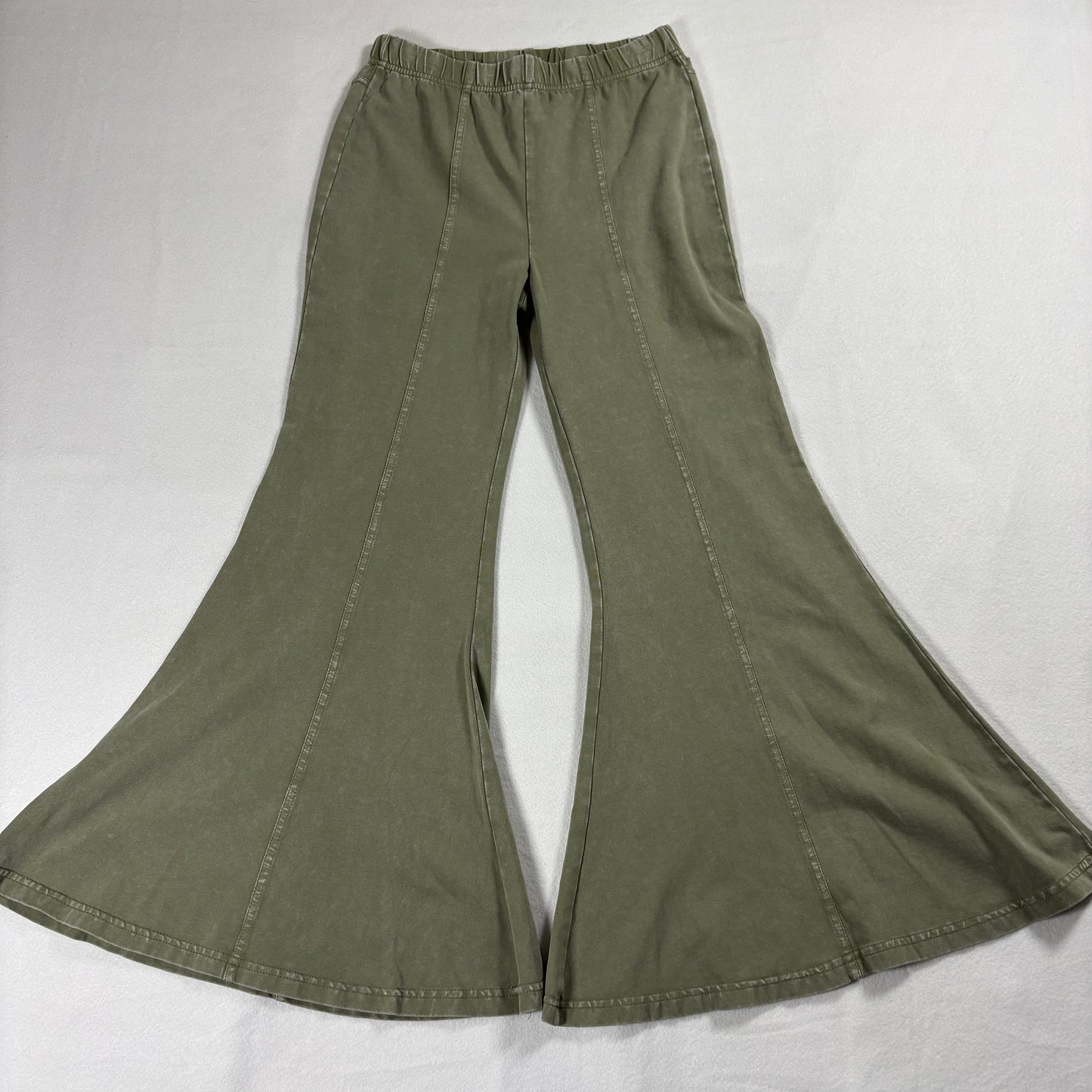 Gabi Pants Womens S Olive Flare Bell Bottom Vintage Retro Casual Wear Trendy Y2K