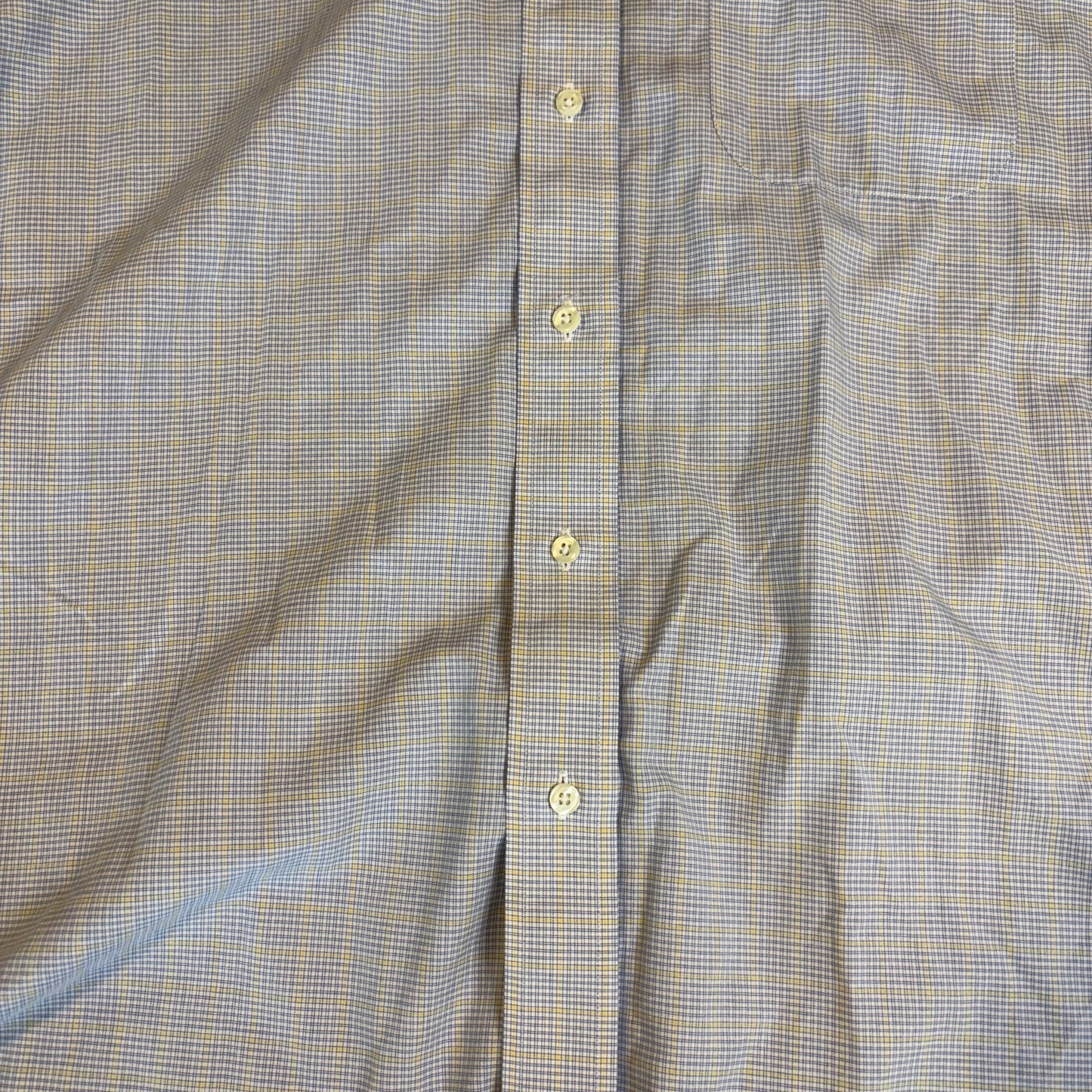 Brooks Brothers 346 Slim Fit Dress Shirt Men 18-36 Blue Yellow Plaid Non-Iron Cotton