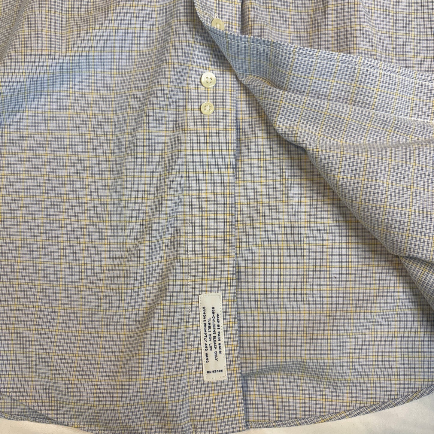 Brooks Brothers 346 Slim Fit Dress Shirt Men 18-36 Blue Yellow Plaid Non-Iron Cotton