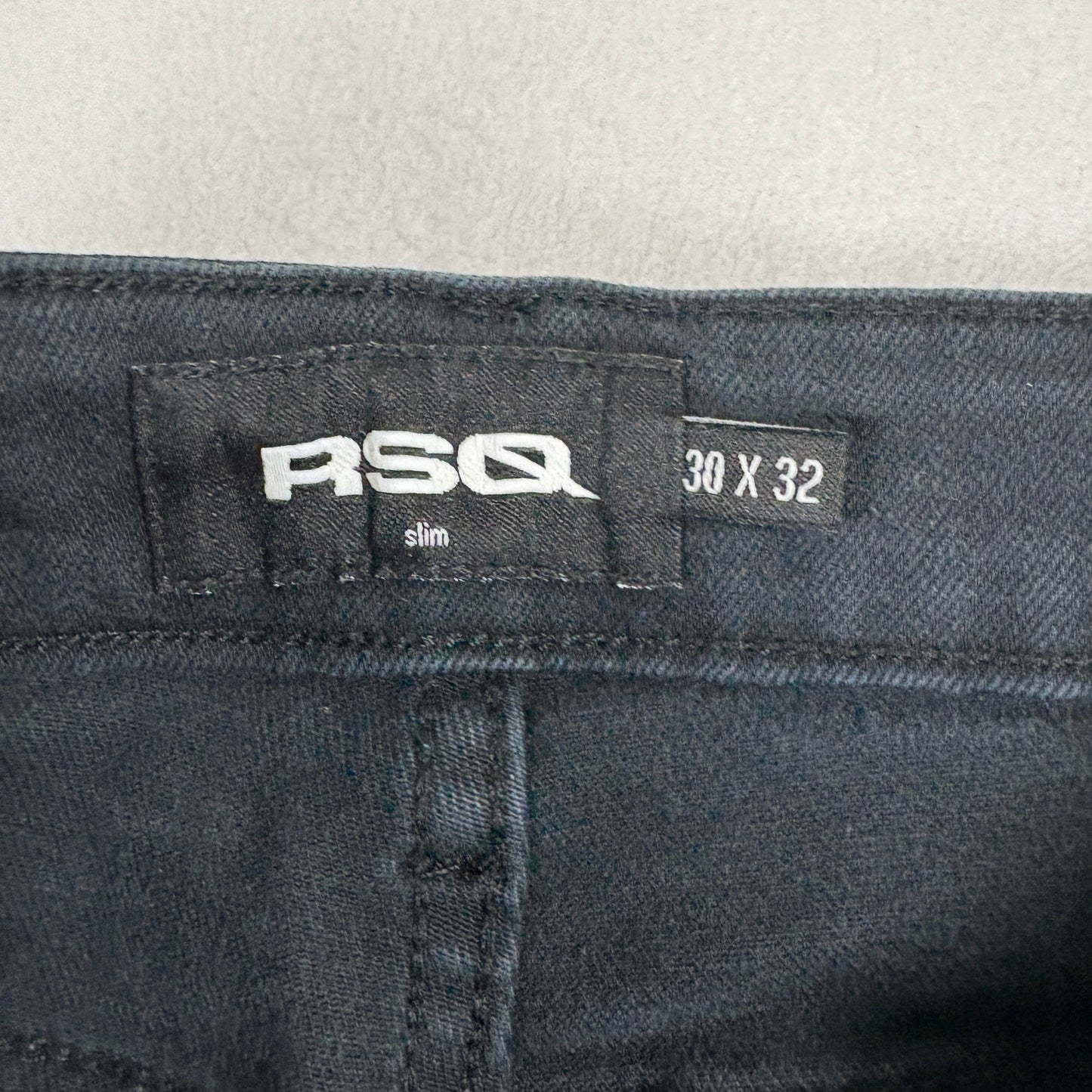 RSQ Mens Jeans 30x32 Black Slim Fit Denim Stretch Casual Streetwear Y2K Style