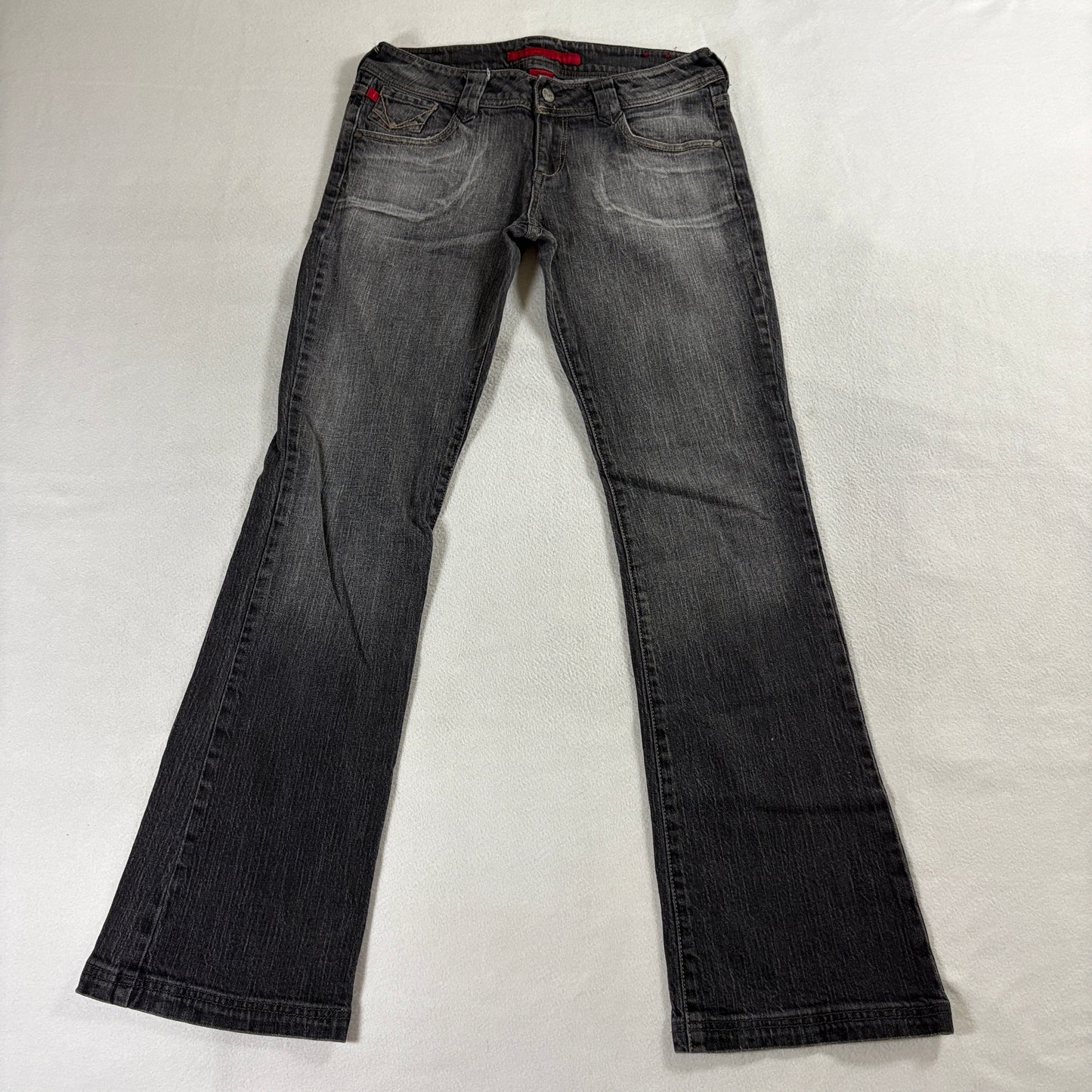 Y2K Flare Bootcut Jeans Gray Wash Low Rise Stretch Denim Fits Like 30X31