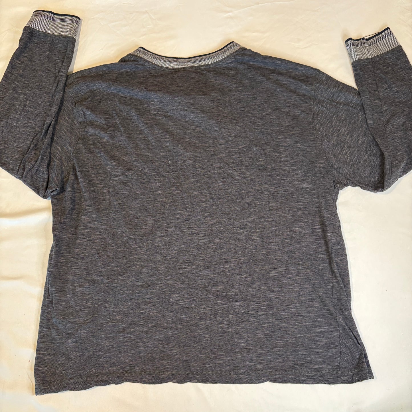 Hudson & Barrow Henley Shirt Men 3X Blue Long Sleeve Striped Collar Casual Top