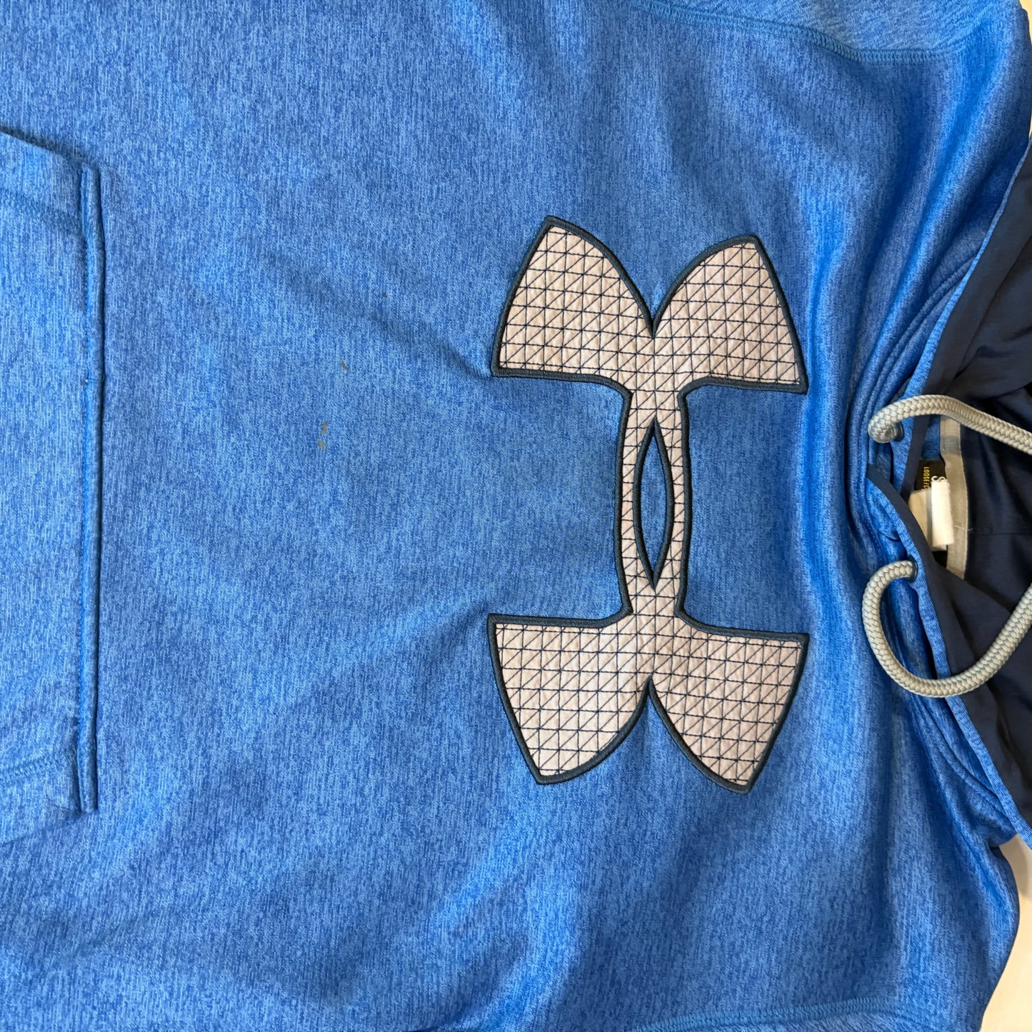 Under Armour Men’s Hoodie Small Blue Pullover Loose Fit Logo Sweatshirt Flaws