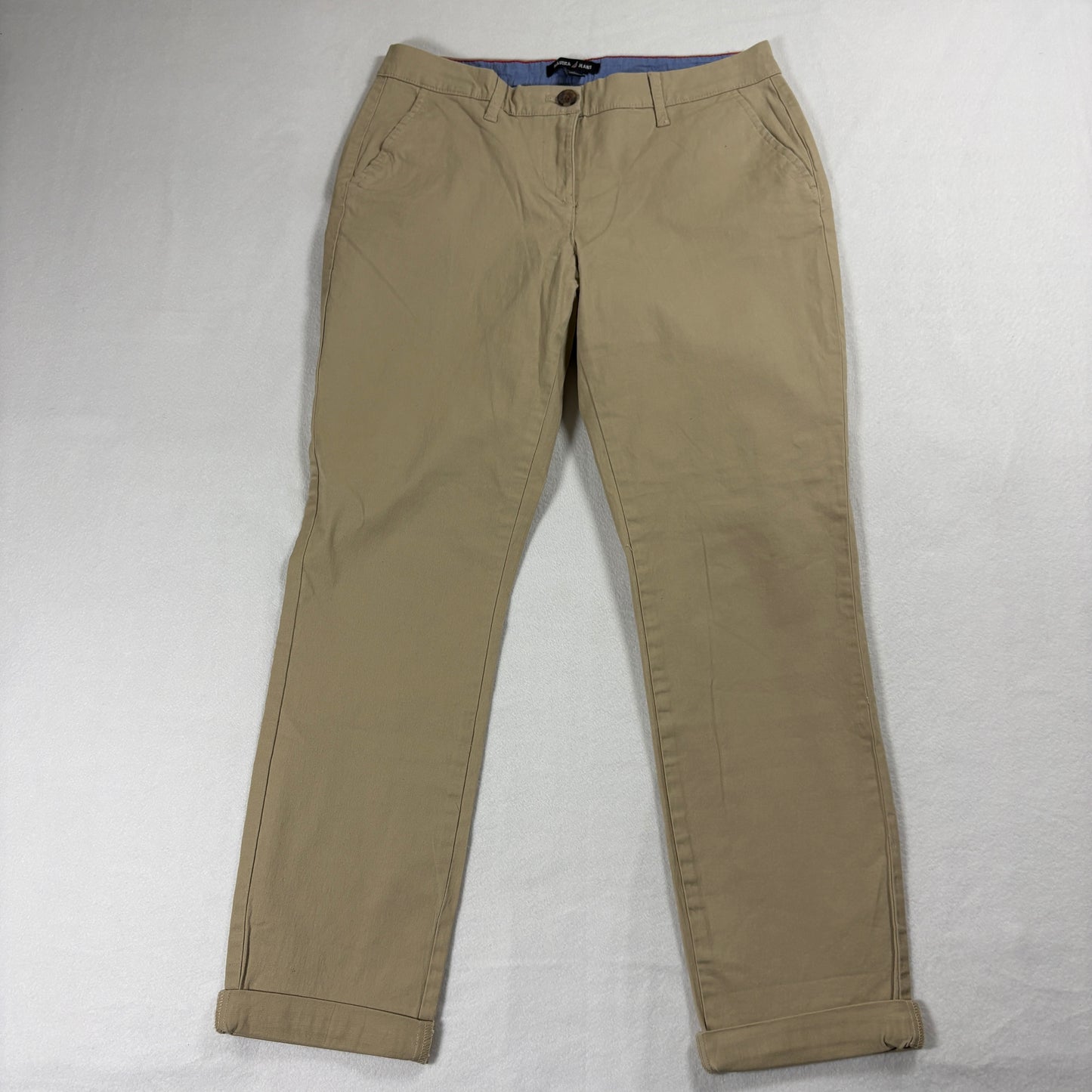 Nautica Jeans Chino Pants Womens Size 4 Khaki Casual Preppy Cotton Slim Fit Wear