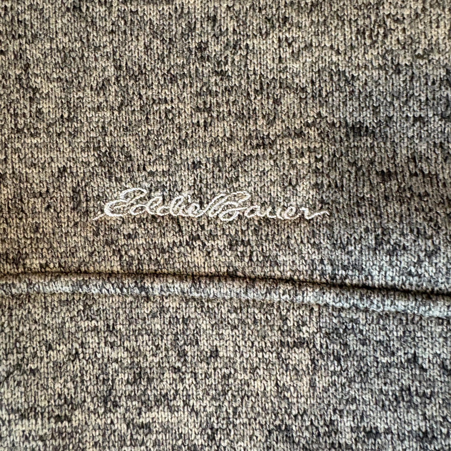 Eddie Bauer Men’s Pullover Sweater XL Gray Button Mock Neck Fleece Lined Warm