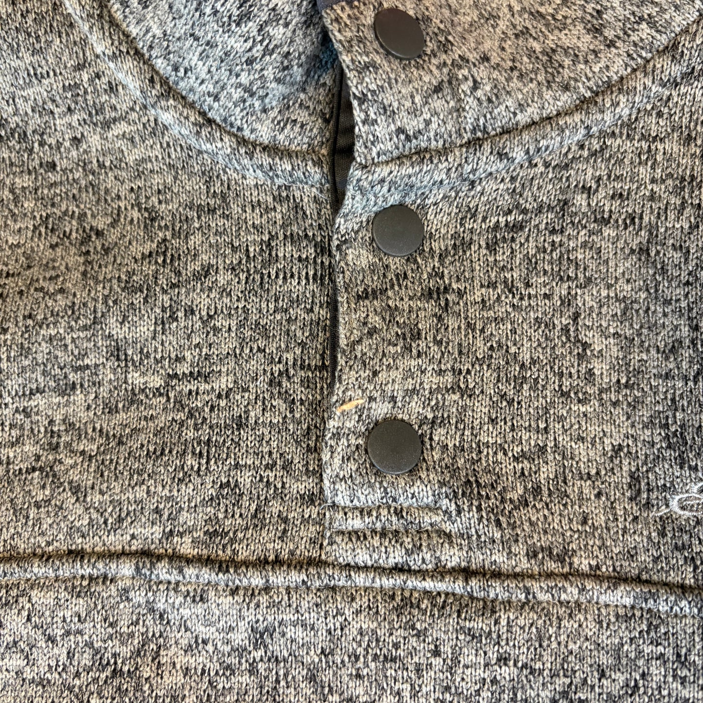 Eddie Bauer Men’s Pullover Sweater XL Gray Button Mock Neck Fleece Lined Warm