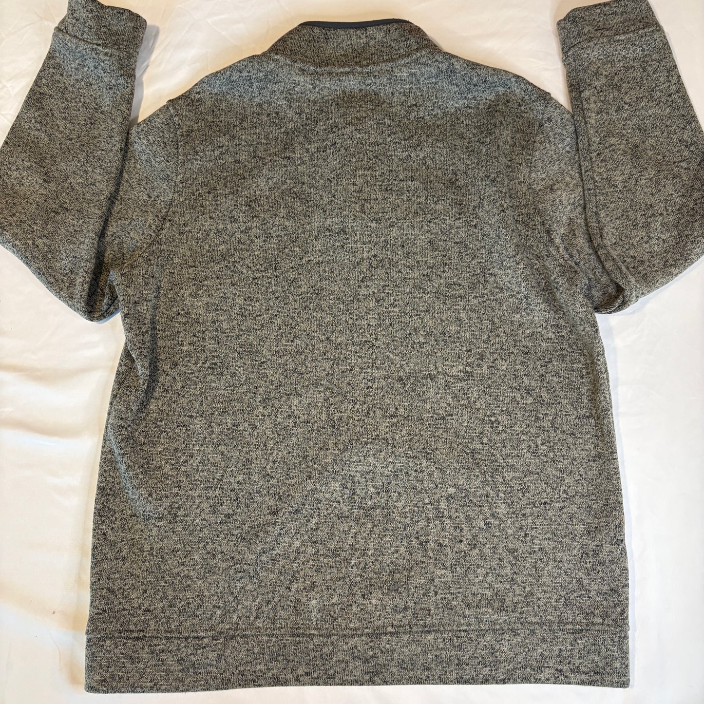 Eddie Bauer Men’s Pullover Sweater XL Gray Button Mock Neck Fleece Lined Warm