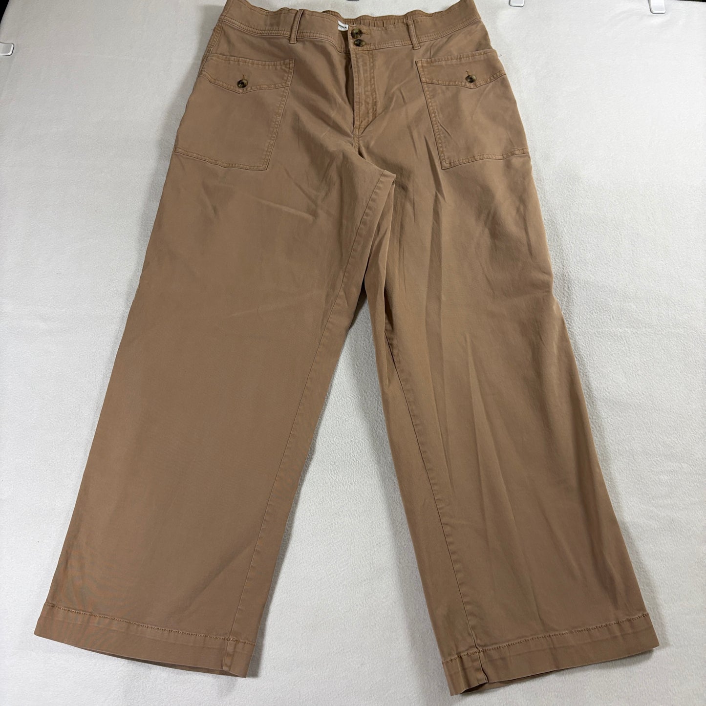 Wide Leg Cropped Pants Sonoma XL Fits Like 35X30 Tan Khaki Stretch Casual