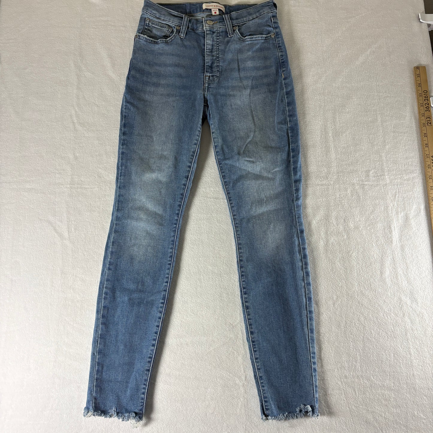 Lucky Brand Bridgette High Rise Skinny Light Wash Jeans 4/27R Frayed Hem