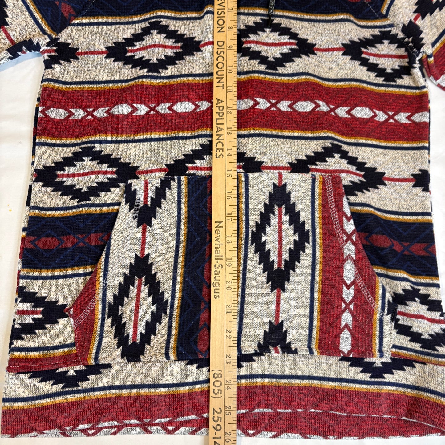Brooklyn Cloth Men’s Aztec Print Sherpa Lined Hoodie Sweatshirt Size Small