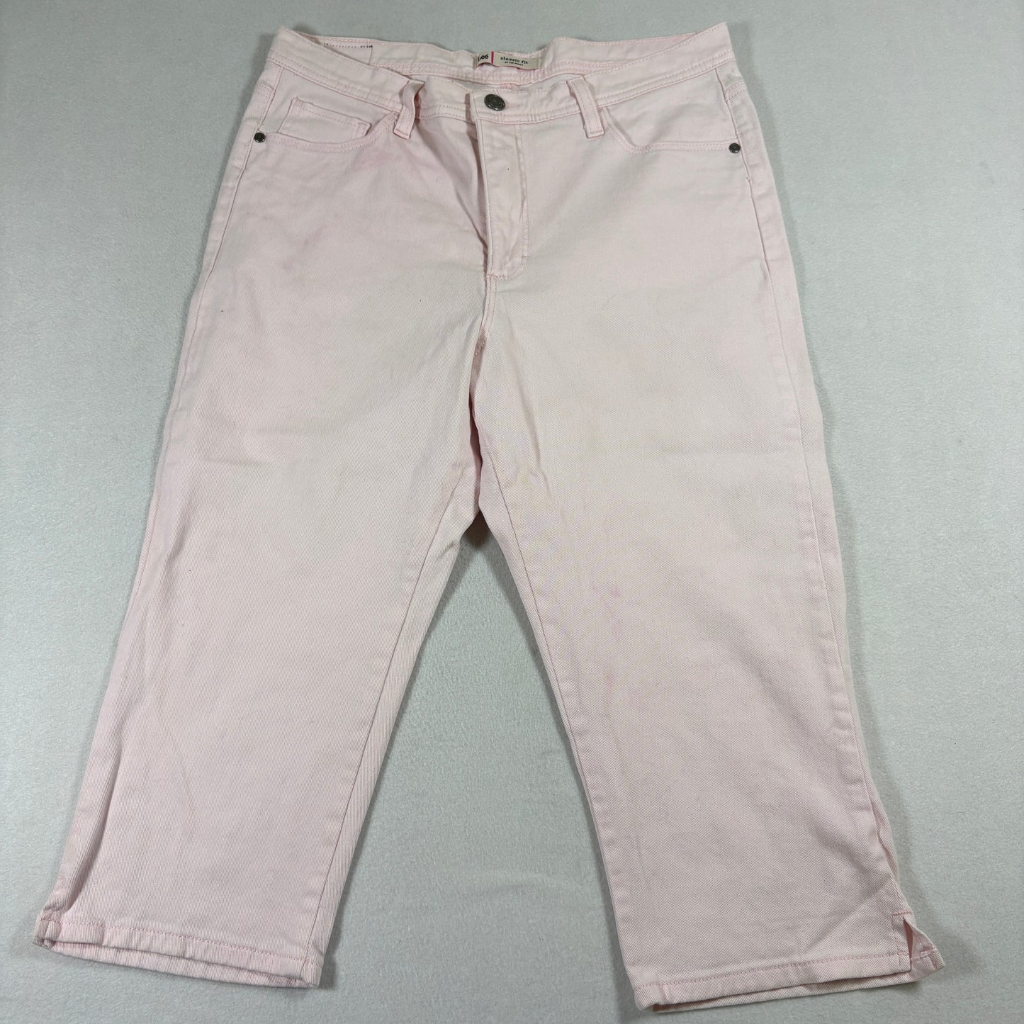 Lee Womens Classic Fit Pink Jeans Size 10 High Waist Cropped Straight Pants