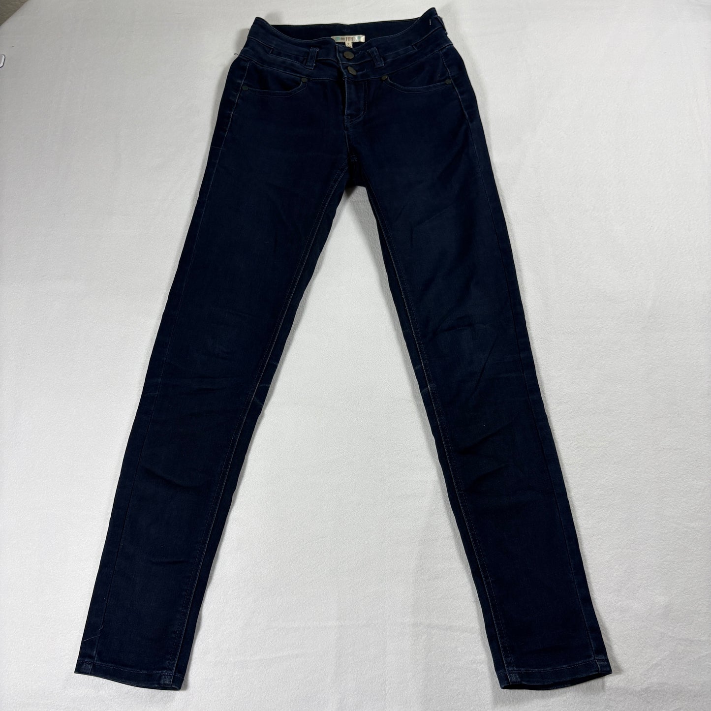 Love Fire Jeans Womens Size 0 Dark Blue Skinny Stretch Denim Y2K Casual Wear Zip