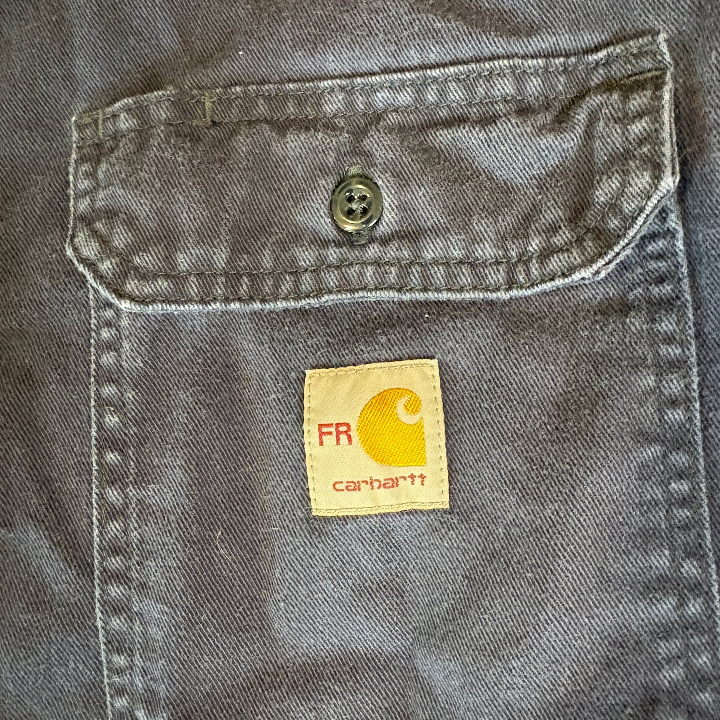 Carhartt FR Flame Resistant Work Shirt XL Loose Fit Navy Blue Long Sleeve Button