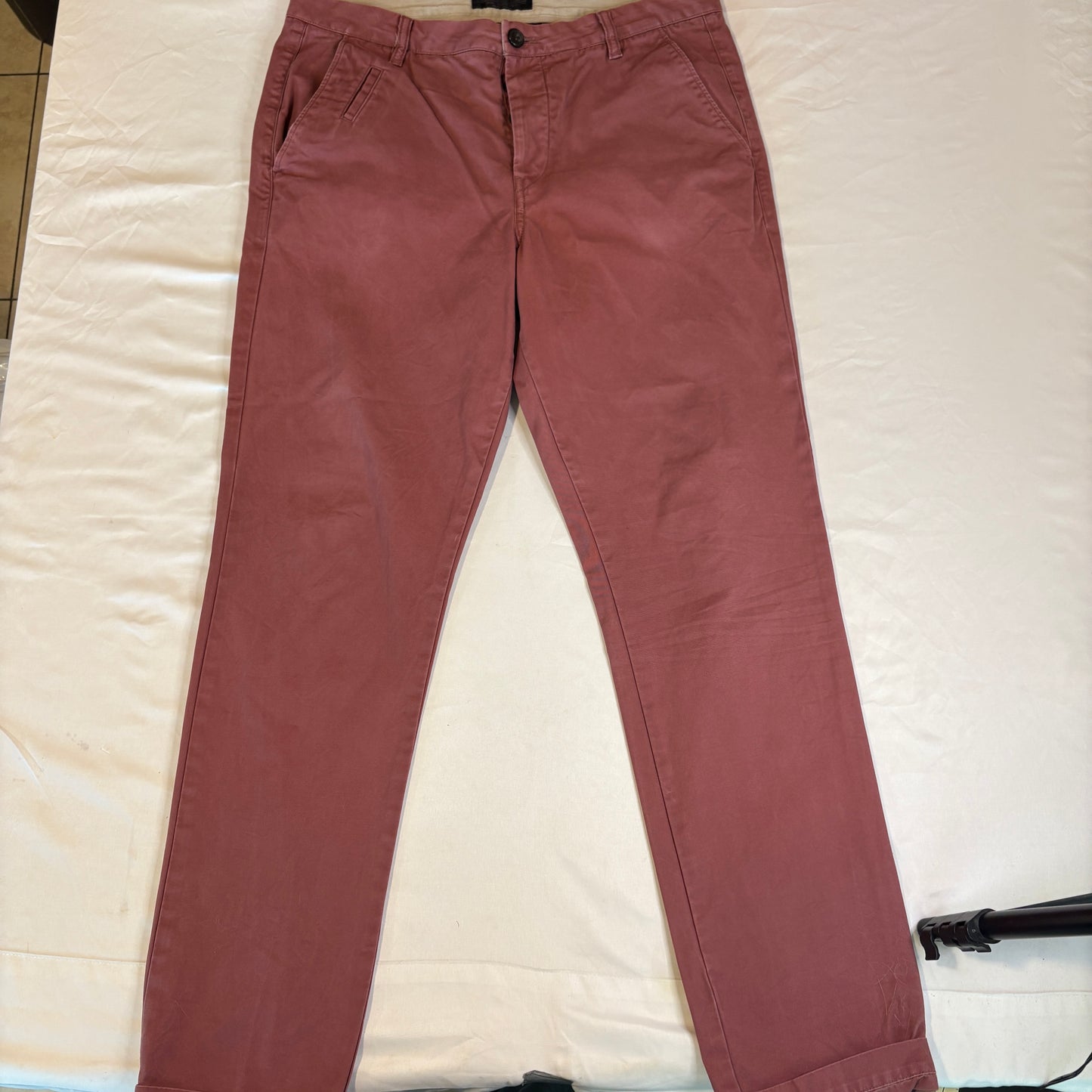 AllSaints Men’s Chino Pants Size 32 Red Slim Fit Casual Cotton Trousers