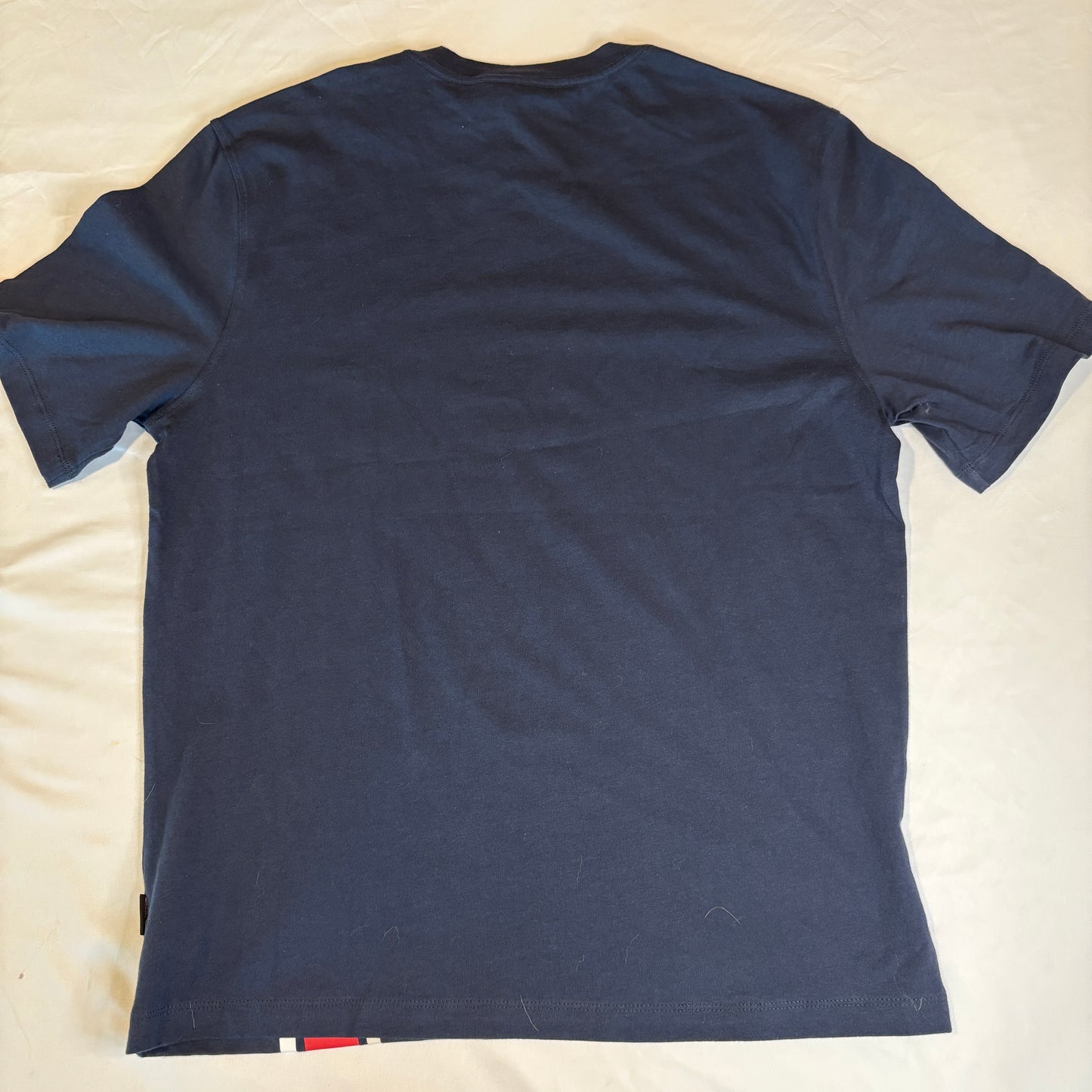 Michael Kors Mens T-Shirt Small Navy Red Stripe MK Logo Graphic Short Sleeve NWT