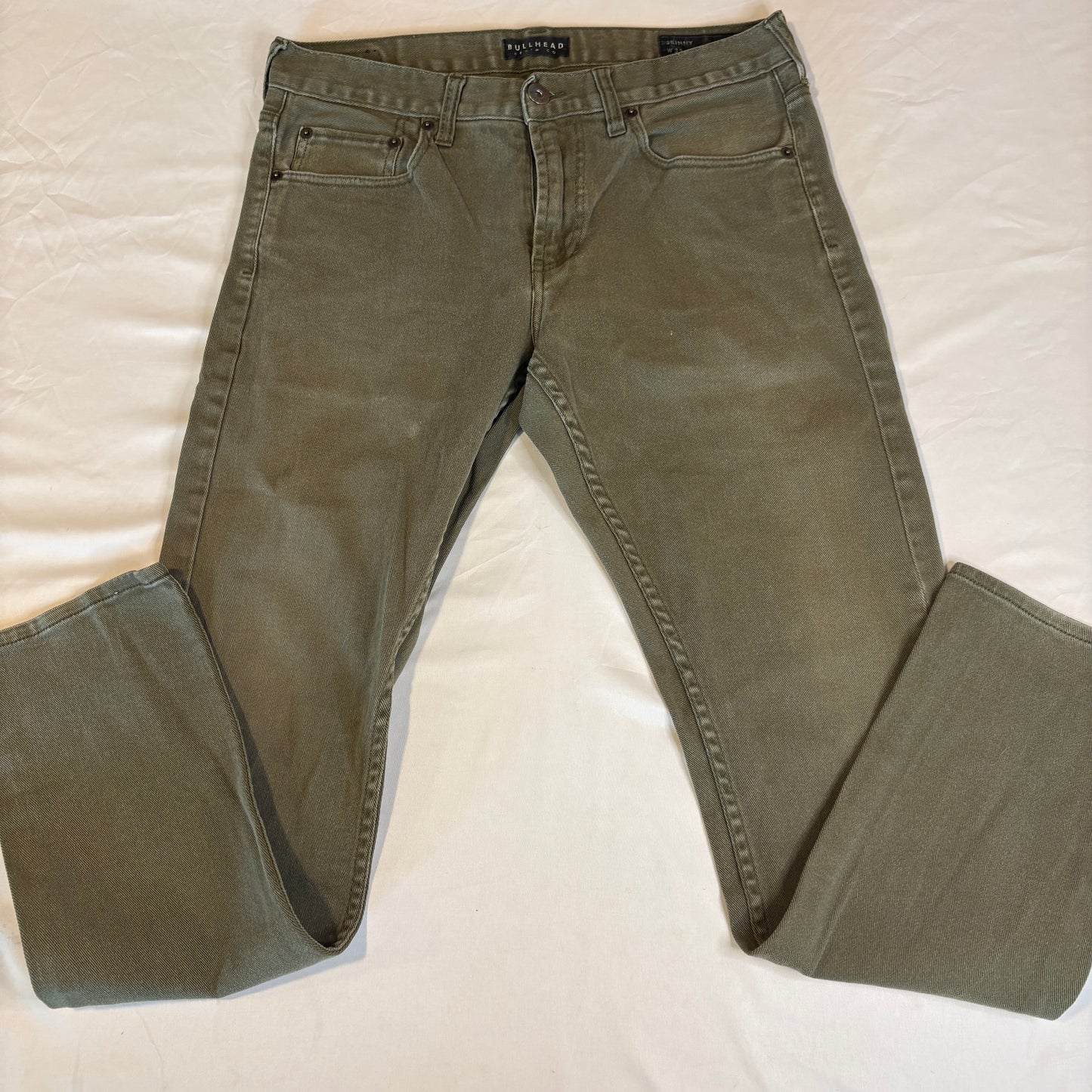 Bullhead Skinny Olive Green Jeans Men’s W32 L32 Slim Fit Denim Pants