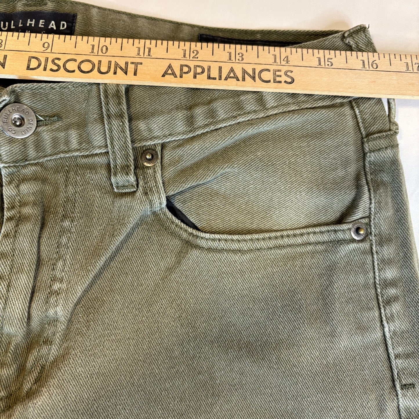 Bullhead Skinny Olive Green Jeans Men’s W32 L32 Slim Fit Denim Pants