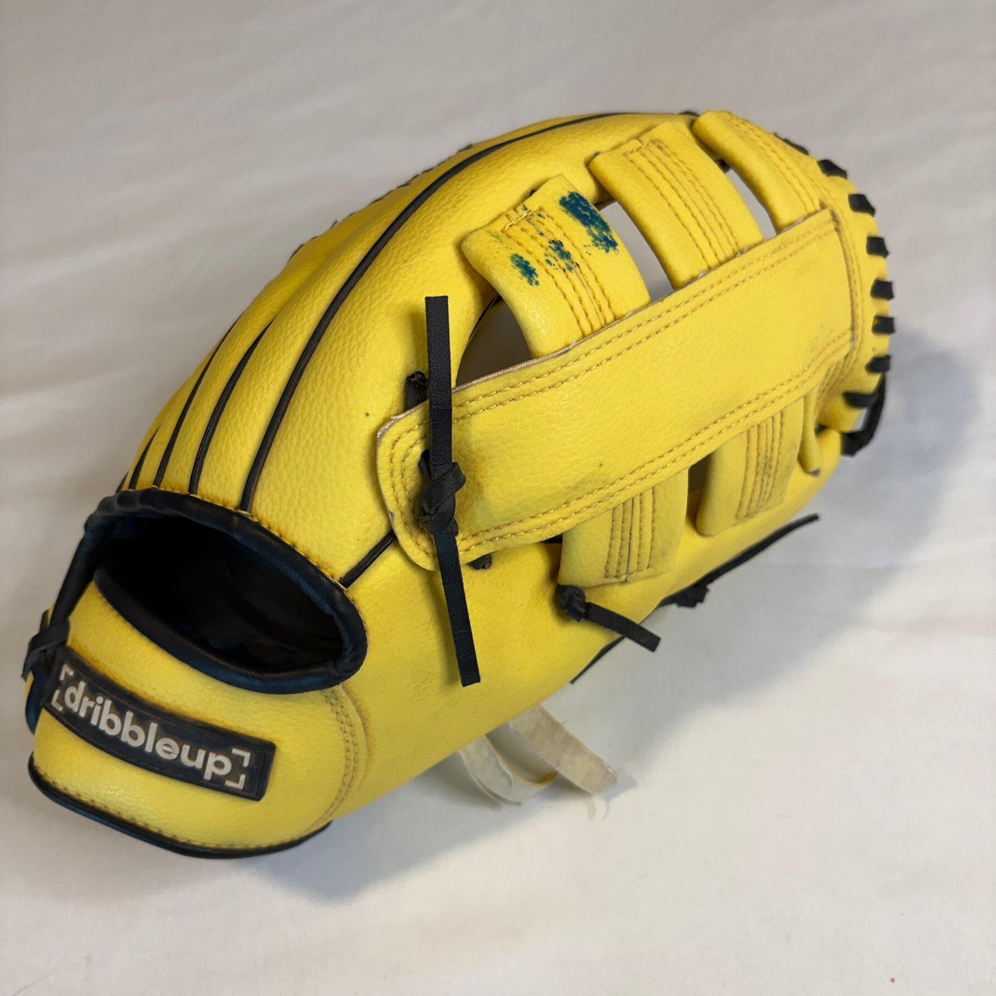 DribbleUp Baseball Glove 11.5" Yellow Black Leather Right Hand Throw RHT Youth Adult