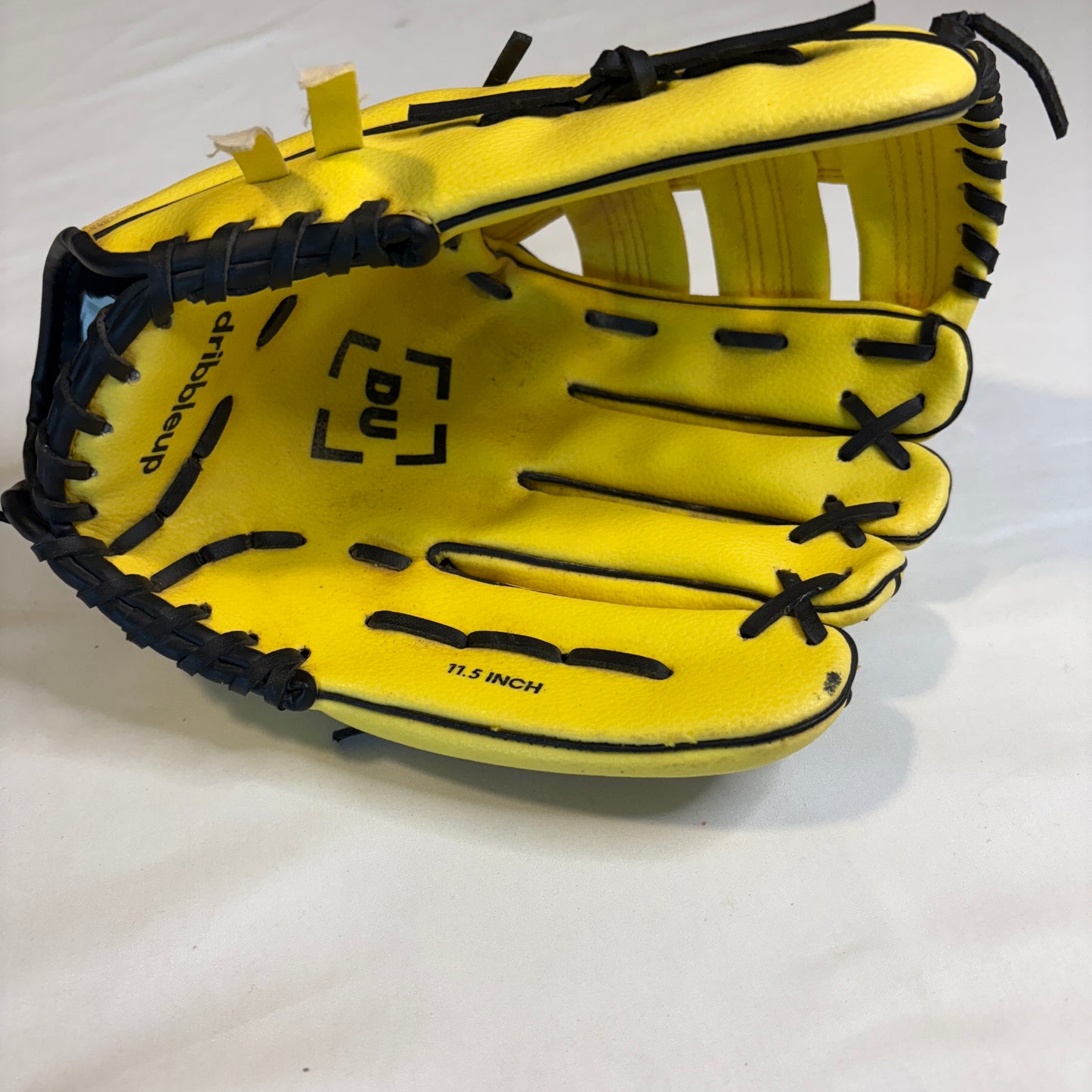 DribbleUp Baseball Glove 11.5" Yellow Black Leather Right Hand Throw RHT Youth Adult