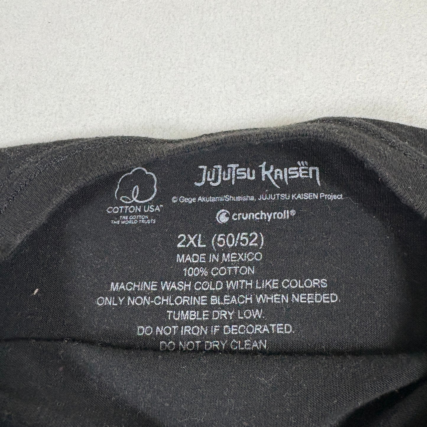 Mens 2XL Jujutsu Kaisen Anime T Shirt Black Graphic Crunchyroll Tee Vintage Tshirt