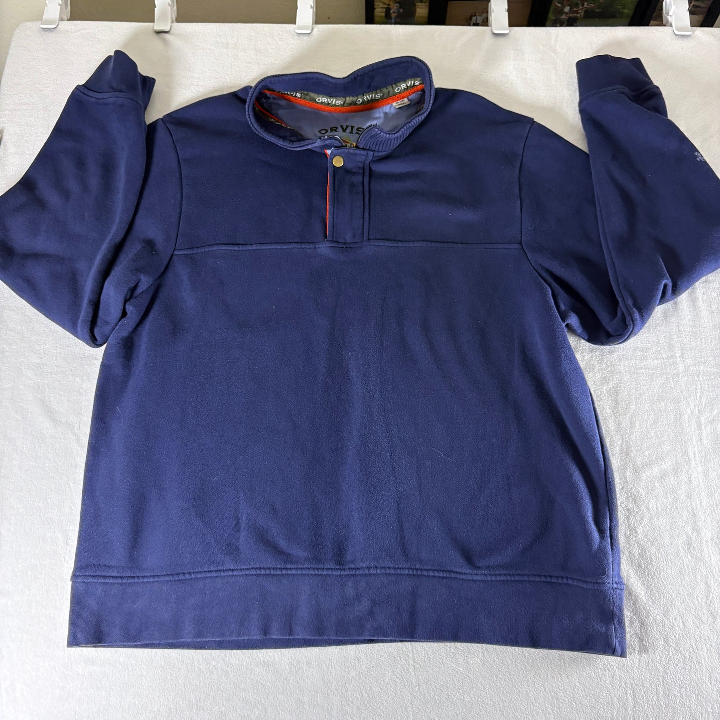 Orvis Mens Navy Quarter Zip Fleece Pullover XXL Fishing Outdoor Casual